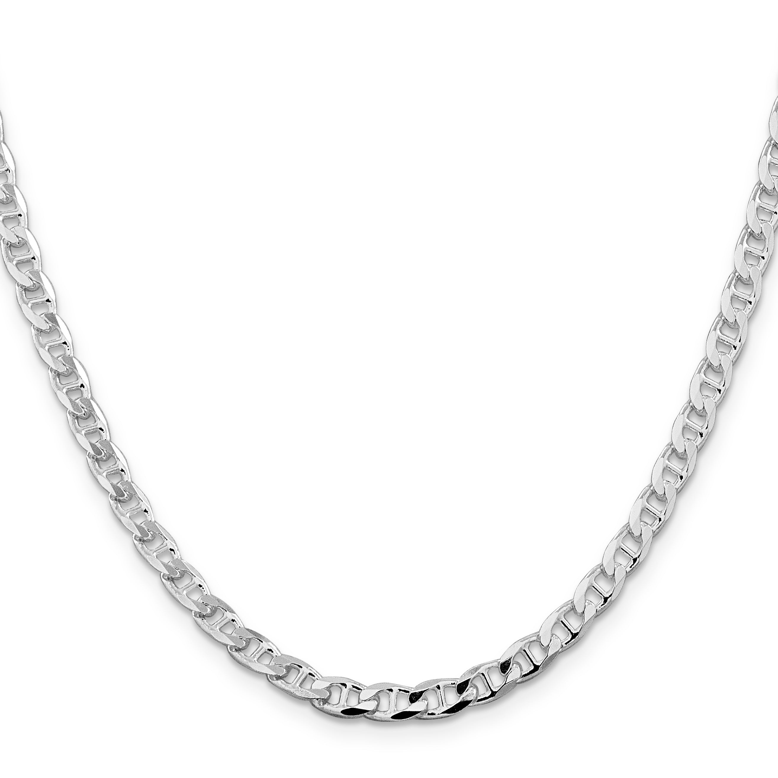 Sterling Silver Rhodium-plated 4.65mm D/C Flat Anchor Curb Chain