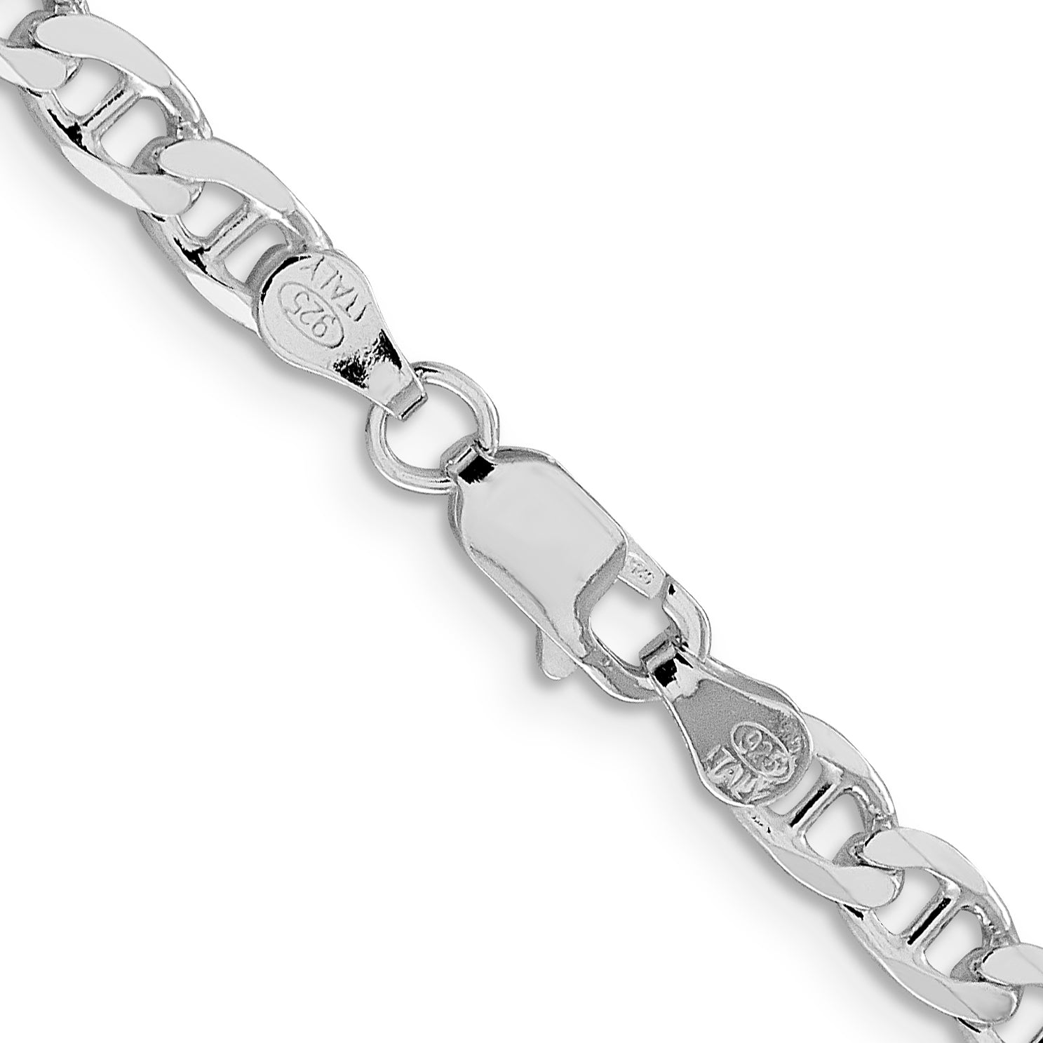 Sterling Silver Rhodium-plated 4.65mm D/C Flat Anchor Curb Chain