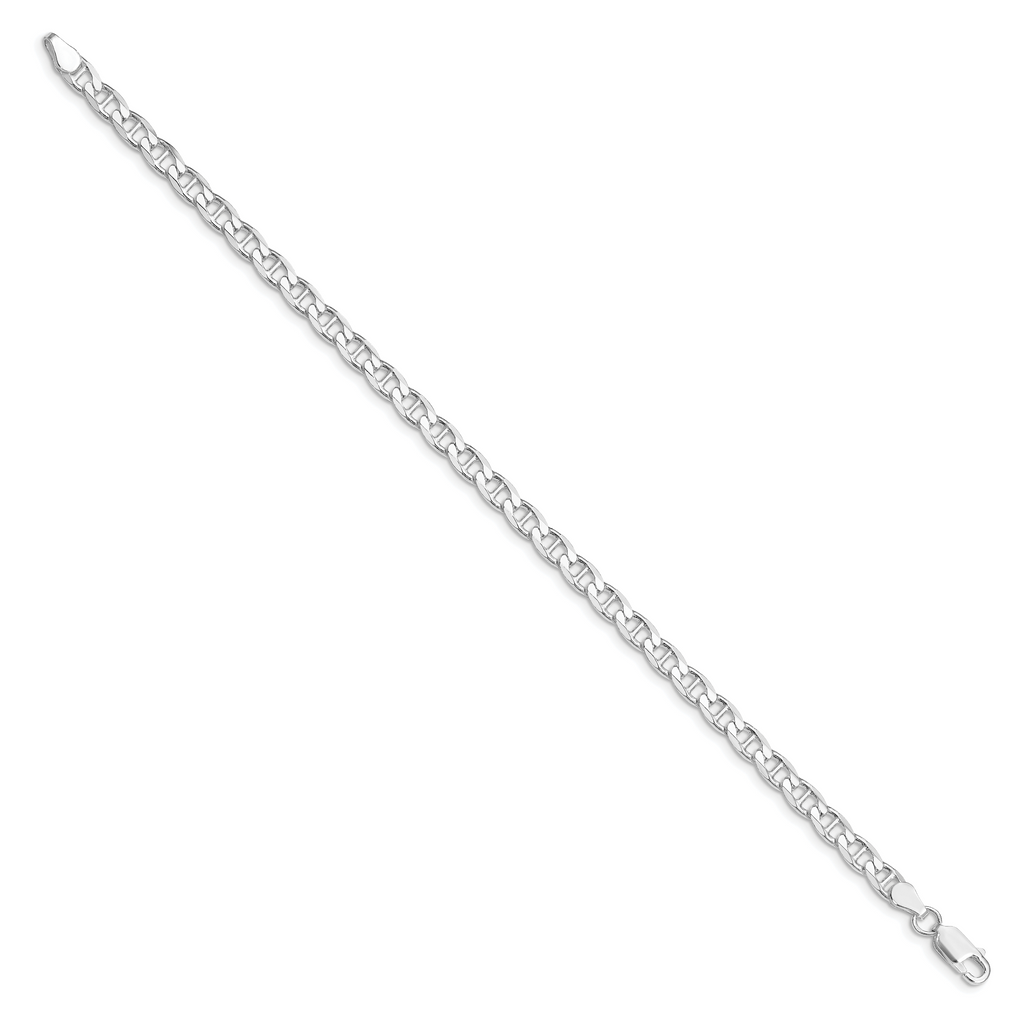 Sterling Silver Rhodium-plated 4.65mm D/C Flat Anchor Curb Chain