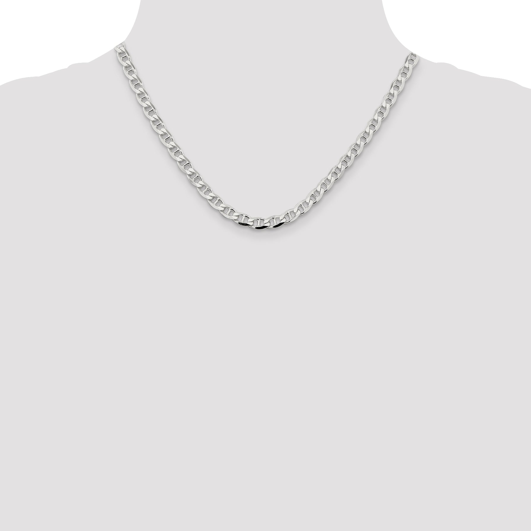 Sterling Silver 5.7mm D/C Flat Anchor Curb Chain