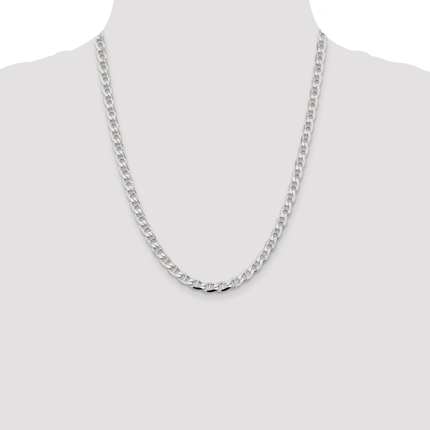 Sterling Silver 5.7mm D/C Flat Anchor Curb Chain