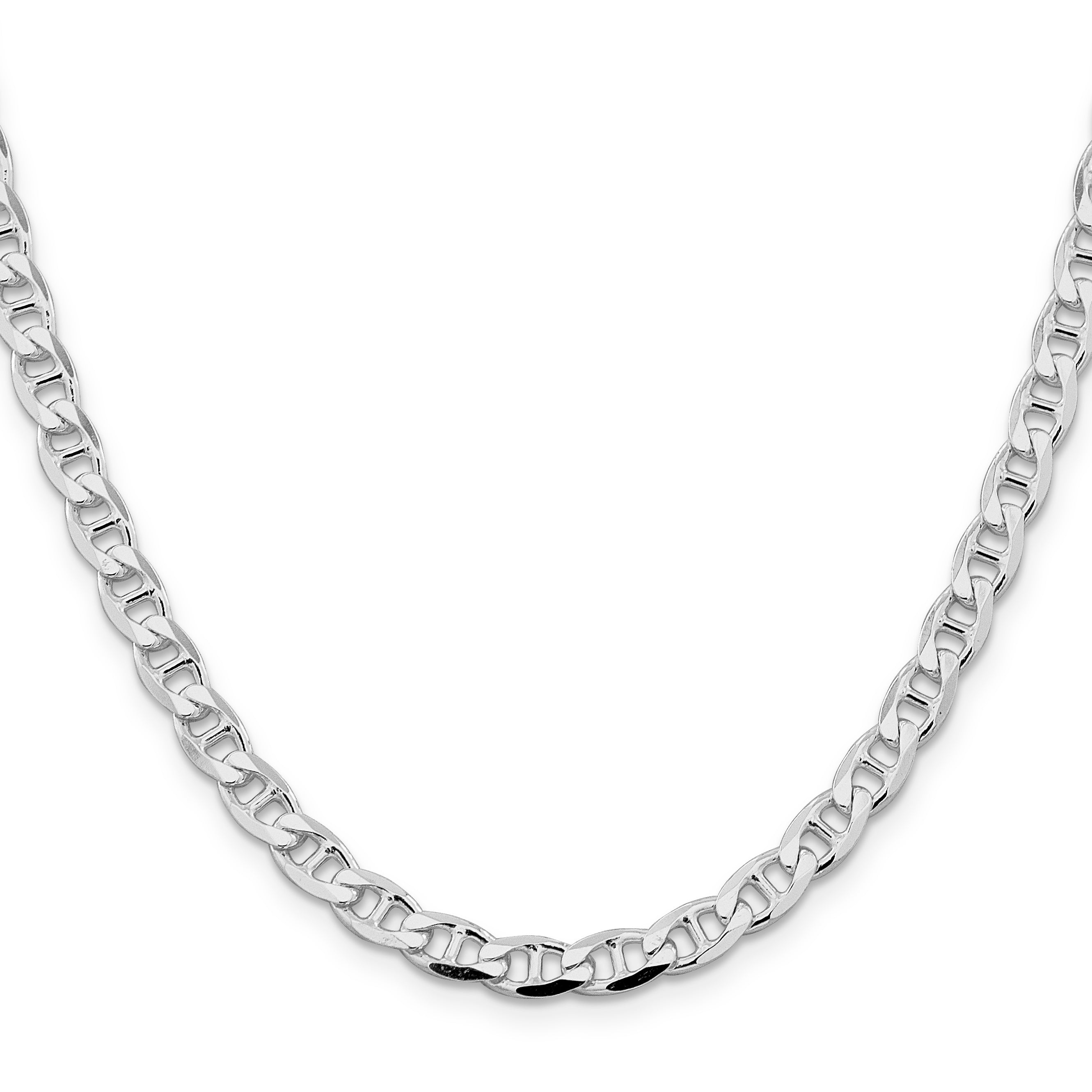 Sterling Silver Rhodium-plated 5.7mm D/C Flat Anchor Curb Chain