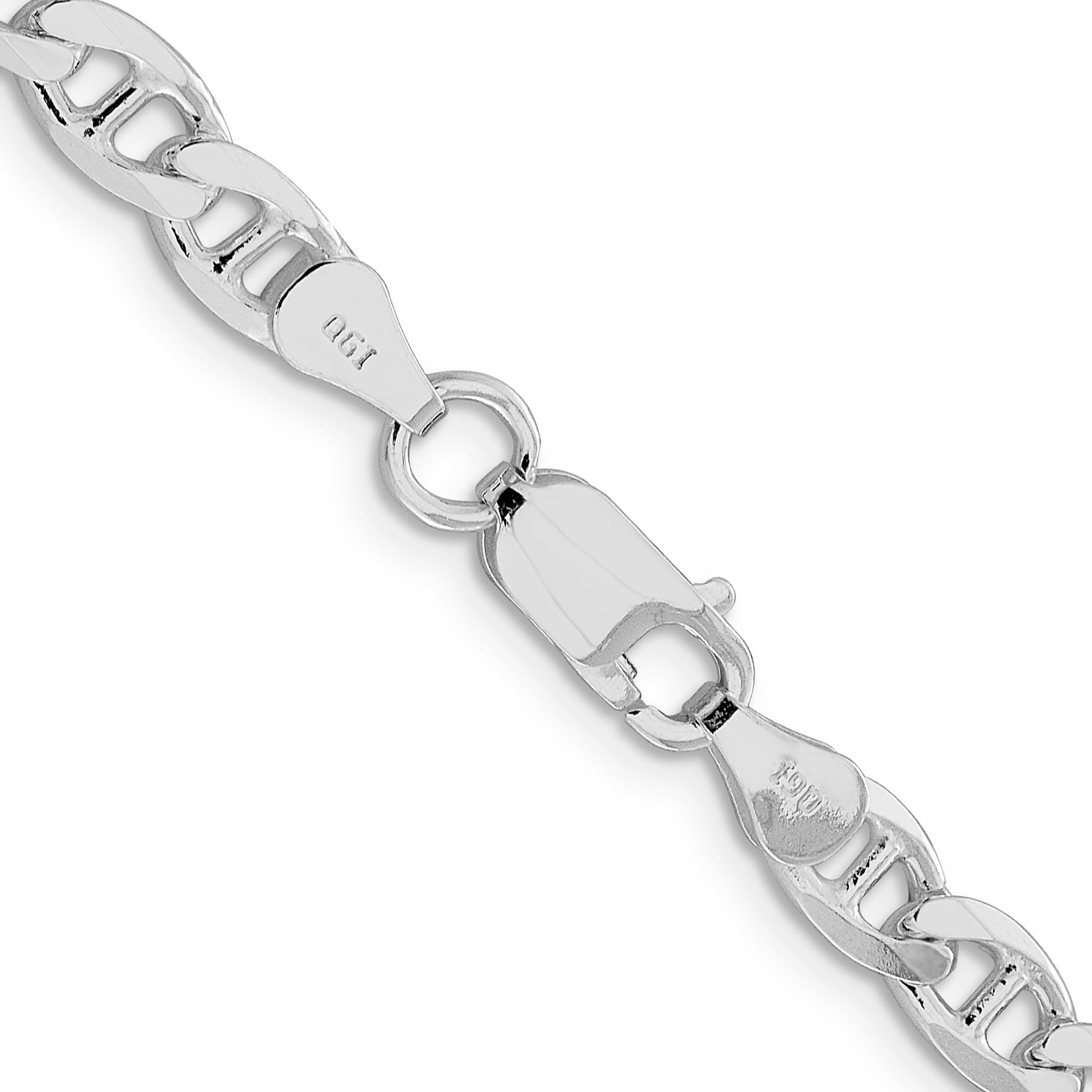 Sterling Silver Rhodium-plated 5.7mm D/C Flat Anchor Curb Chain