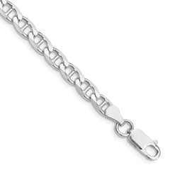 Sterling Silver Rhodium-plated 5.7mm D/C Flat Anchor Curb Chain