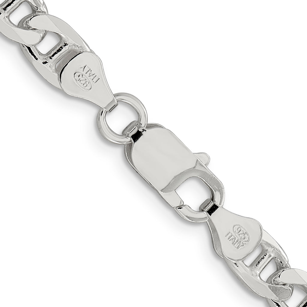Sterling Silver 6.5mm D/C Flat Anchor Curb Chain