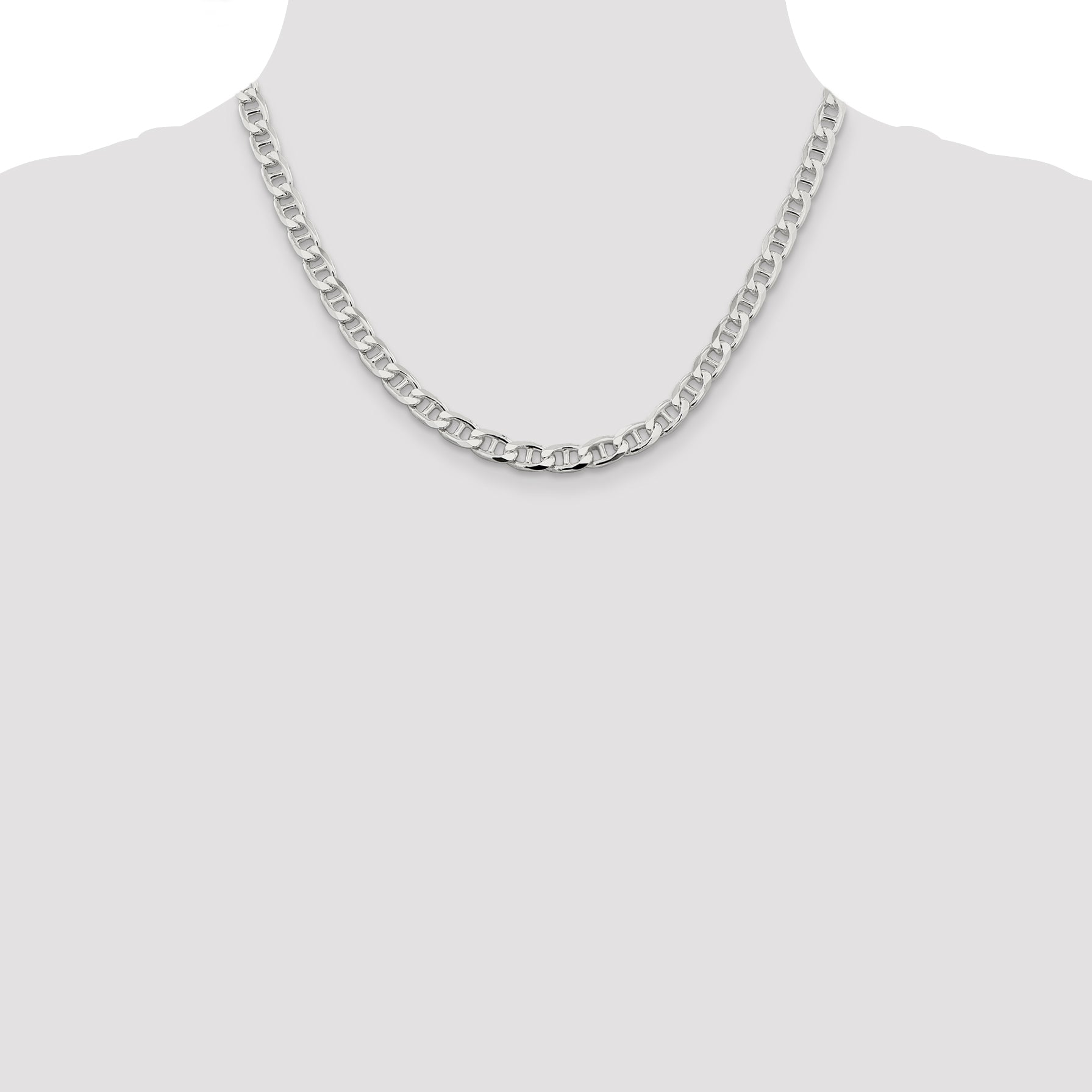 Sterling Silver 6.5mm D/C Flat Anchor Curb Chain