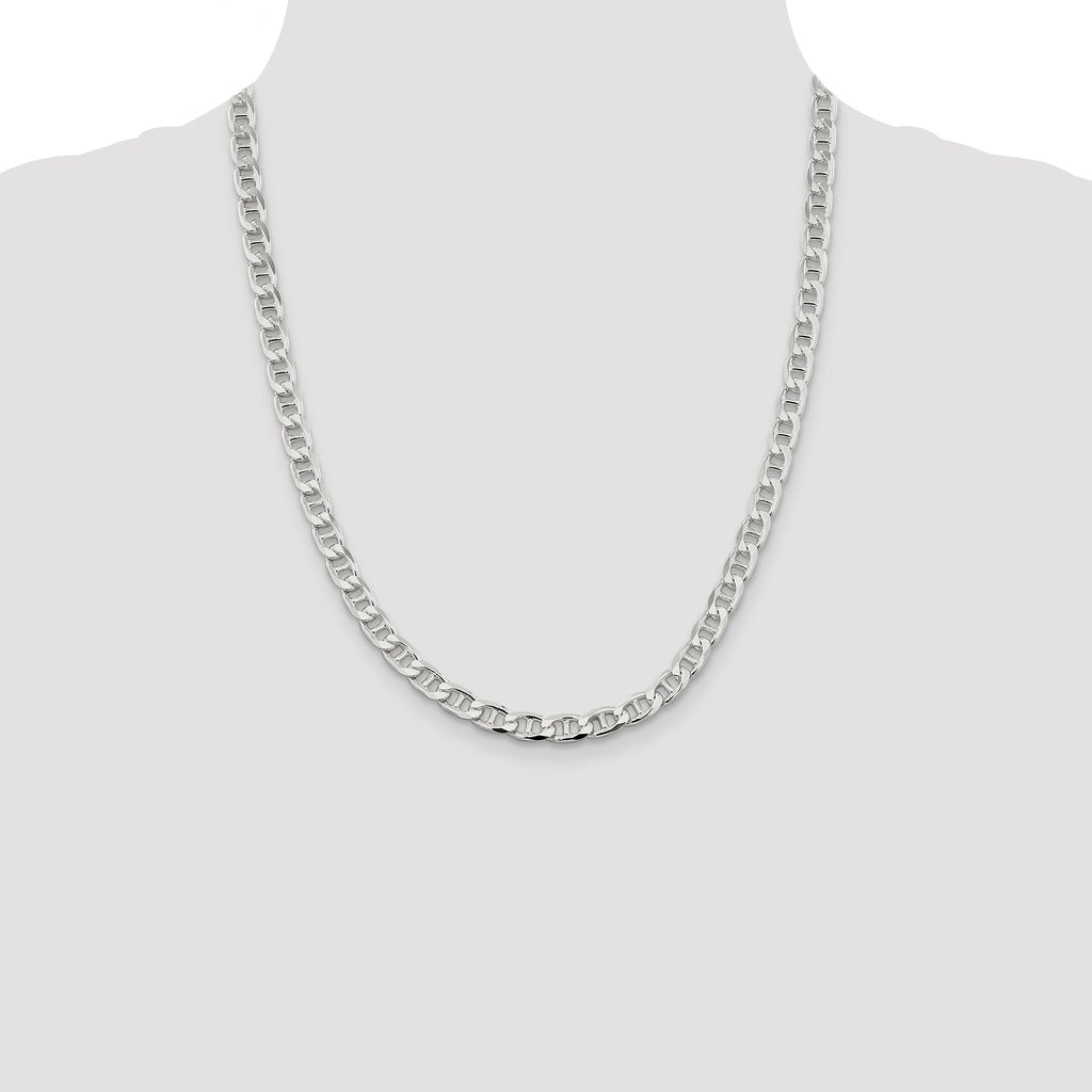 Sterling Silver 6.5mm D/C Flat Anchor Curb Chain