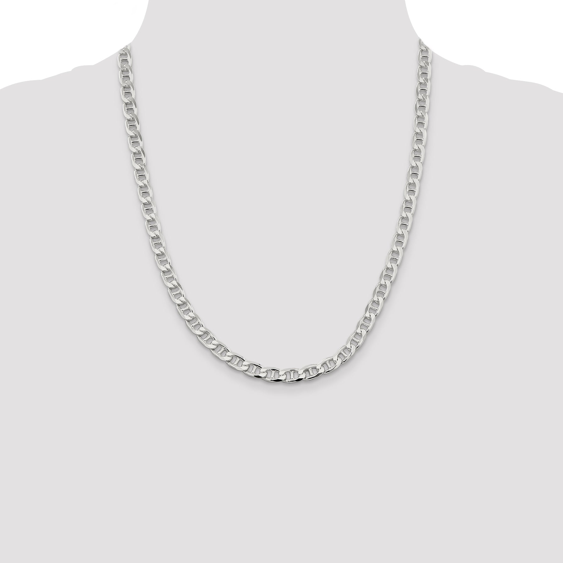 Sterling Silver 6.5mm D/C Flat Anchor Curb Chain