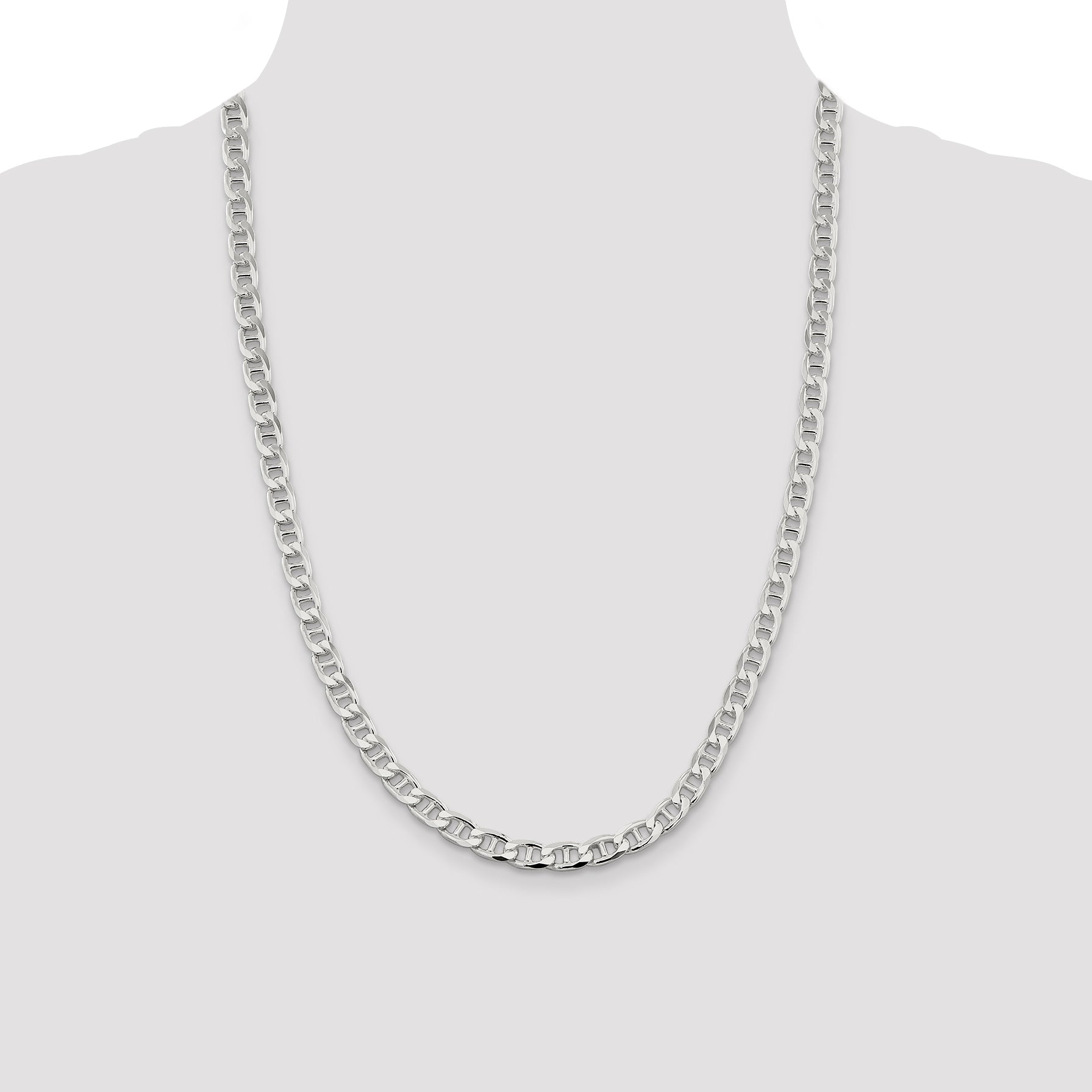 Sterling Silver 6.5mm D/C Flat Anchor Curb Chain