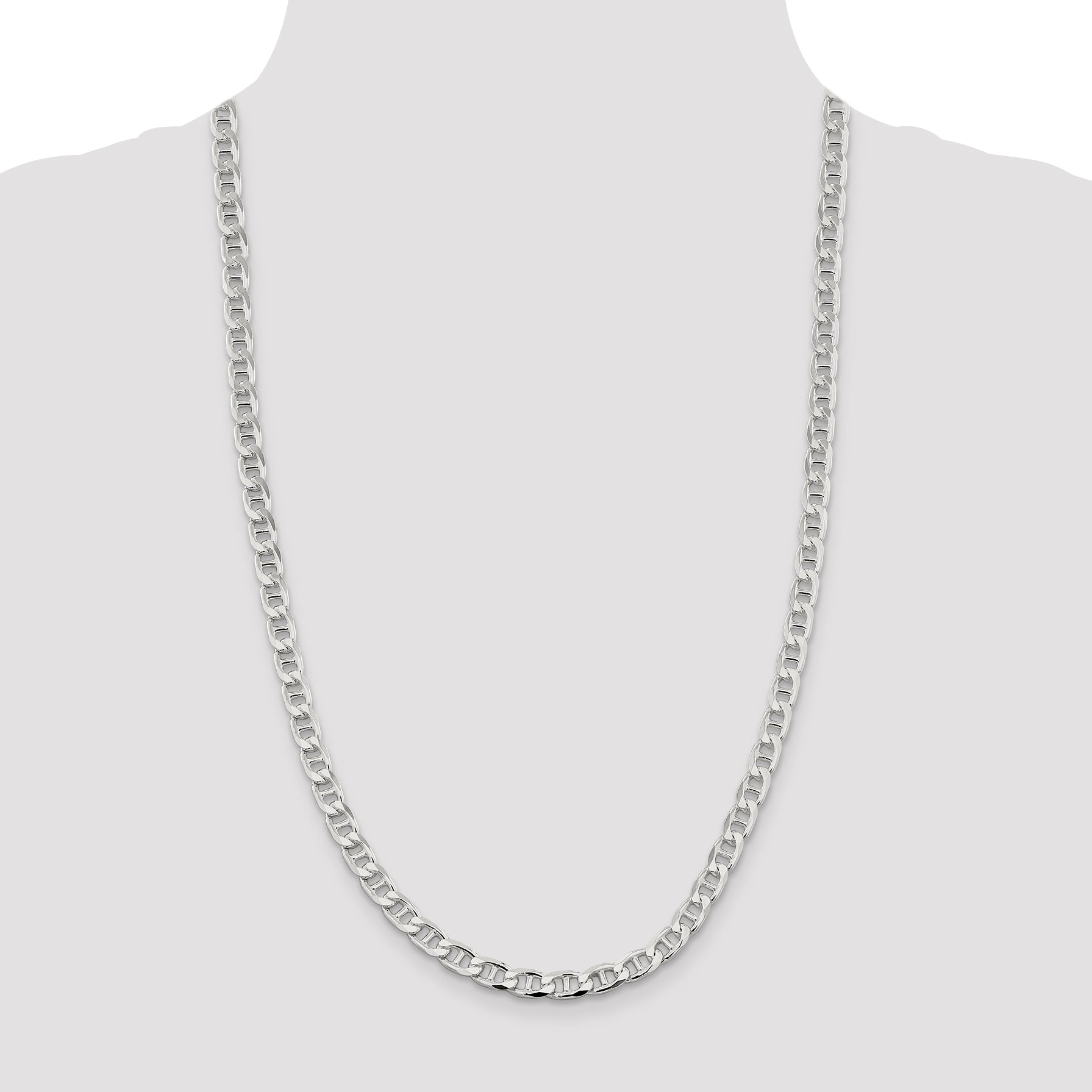 Sterling Silver 6.5mm D/C Flat Anchor Curb Chain