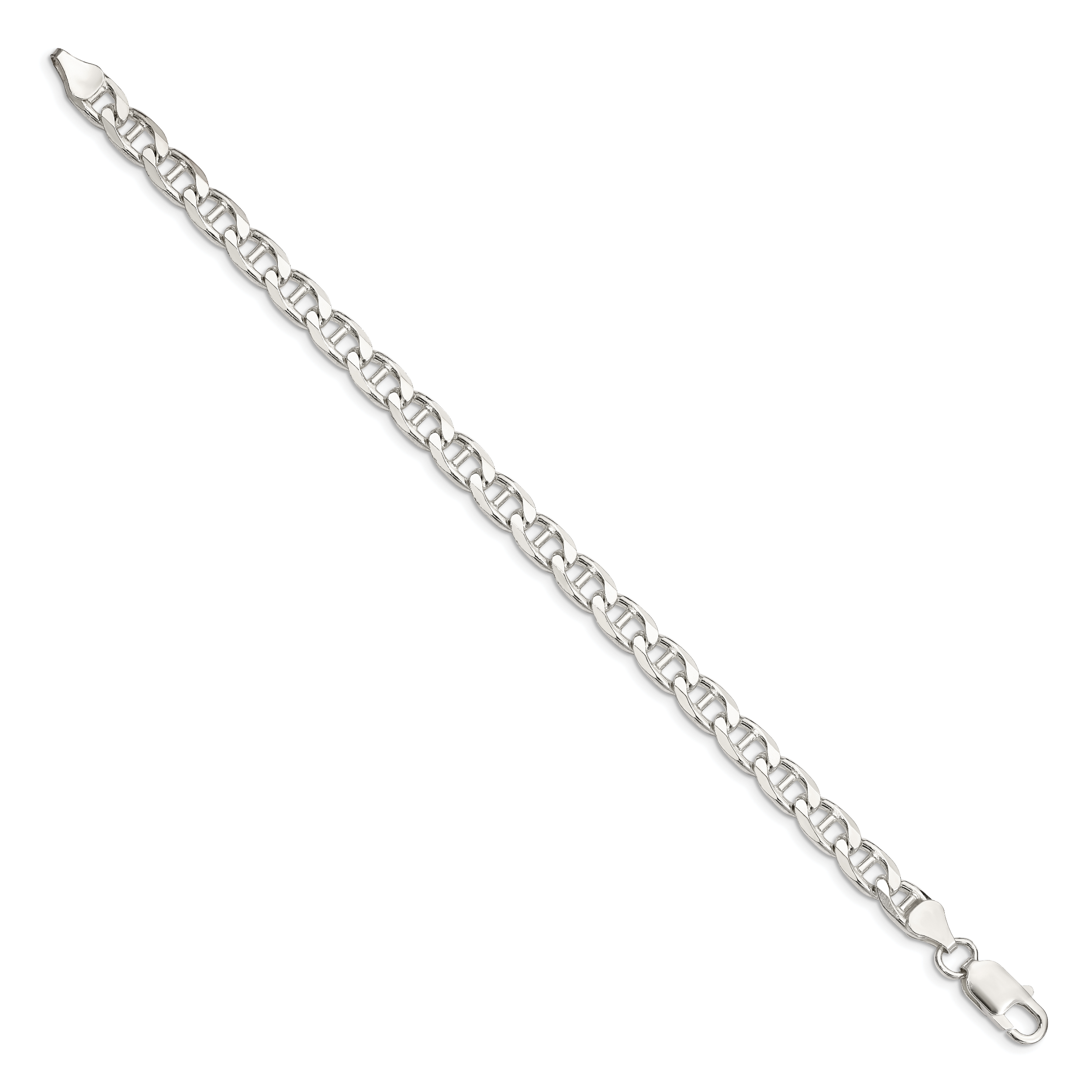 Diamond-Cut Flat Anchor Curb Chain in Sterling Silver, 6.5mm Secondary image