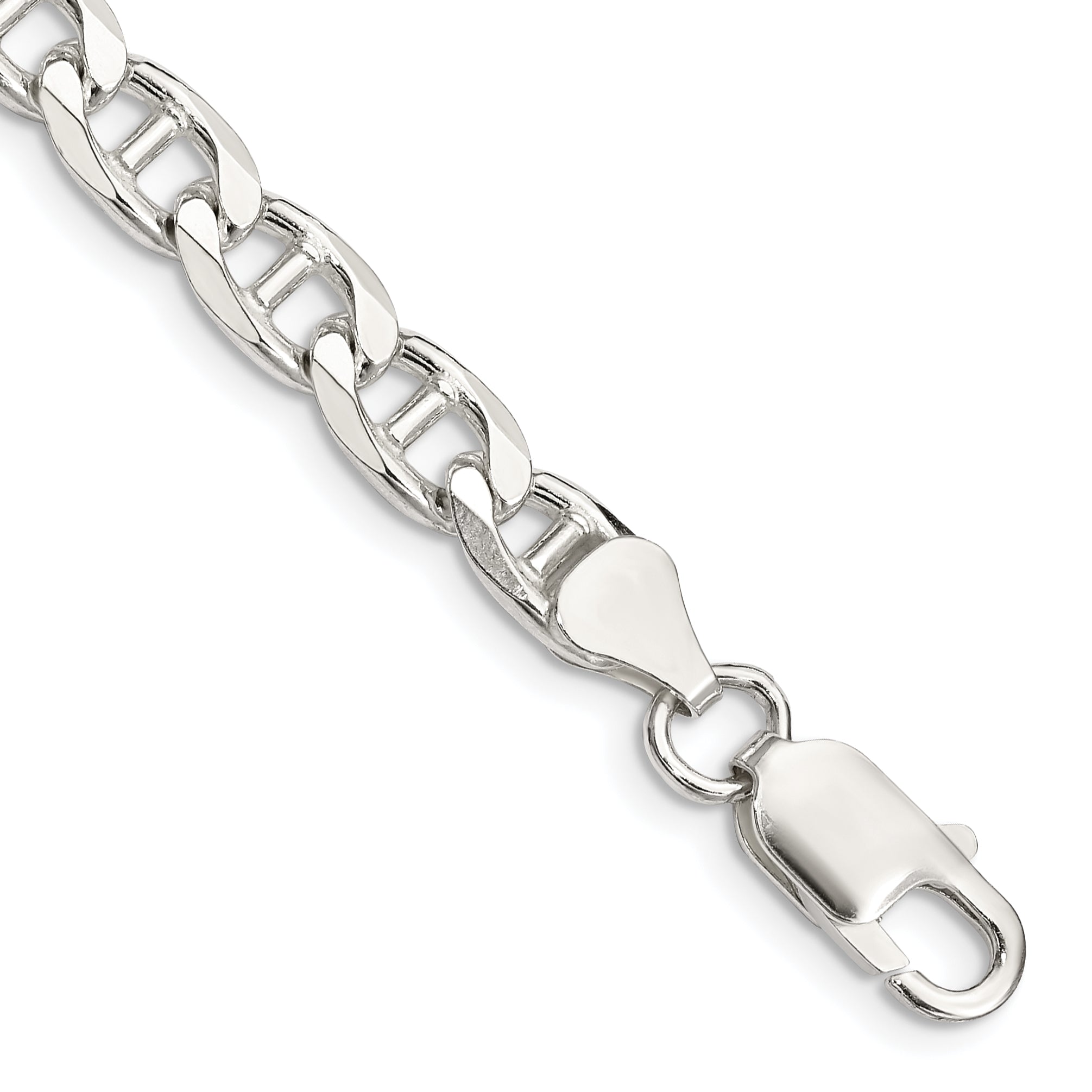 Sterling Silver 6.5mm D/C Flat Anchor Curb Chain