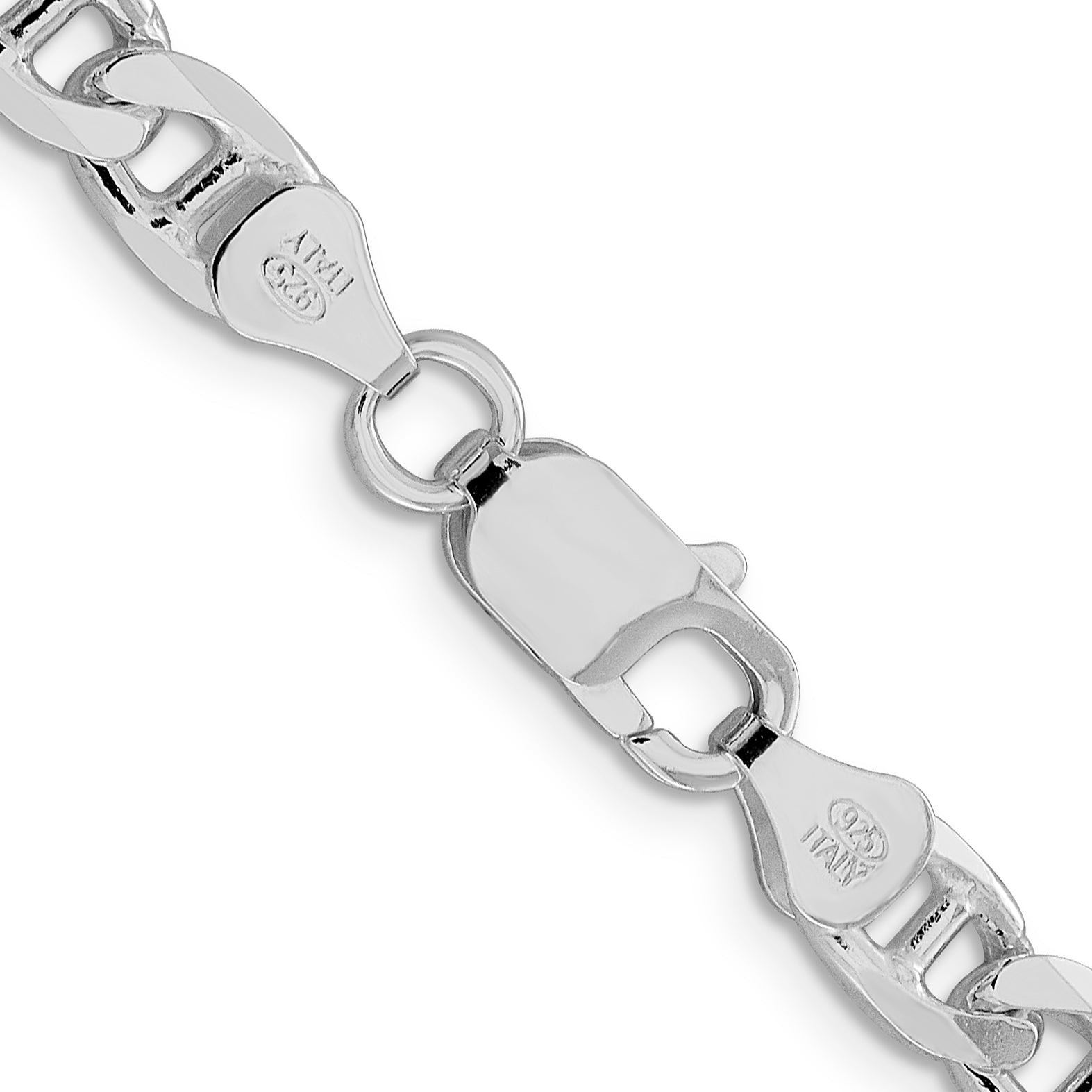 Sterling Silver Rhodium-plated 6.5mm D/C Flat Anchor Curb Chain