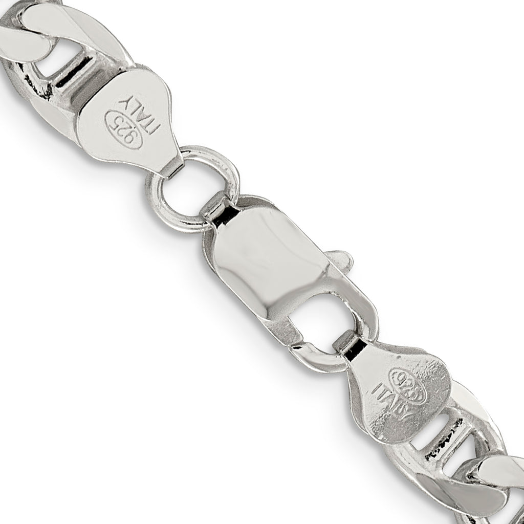 Sterling Silver 7.4mm D/C Flat Anchor Curb Chain