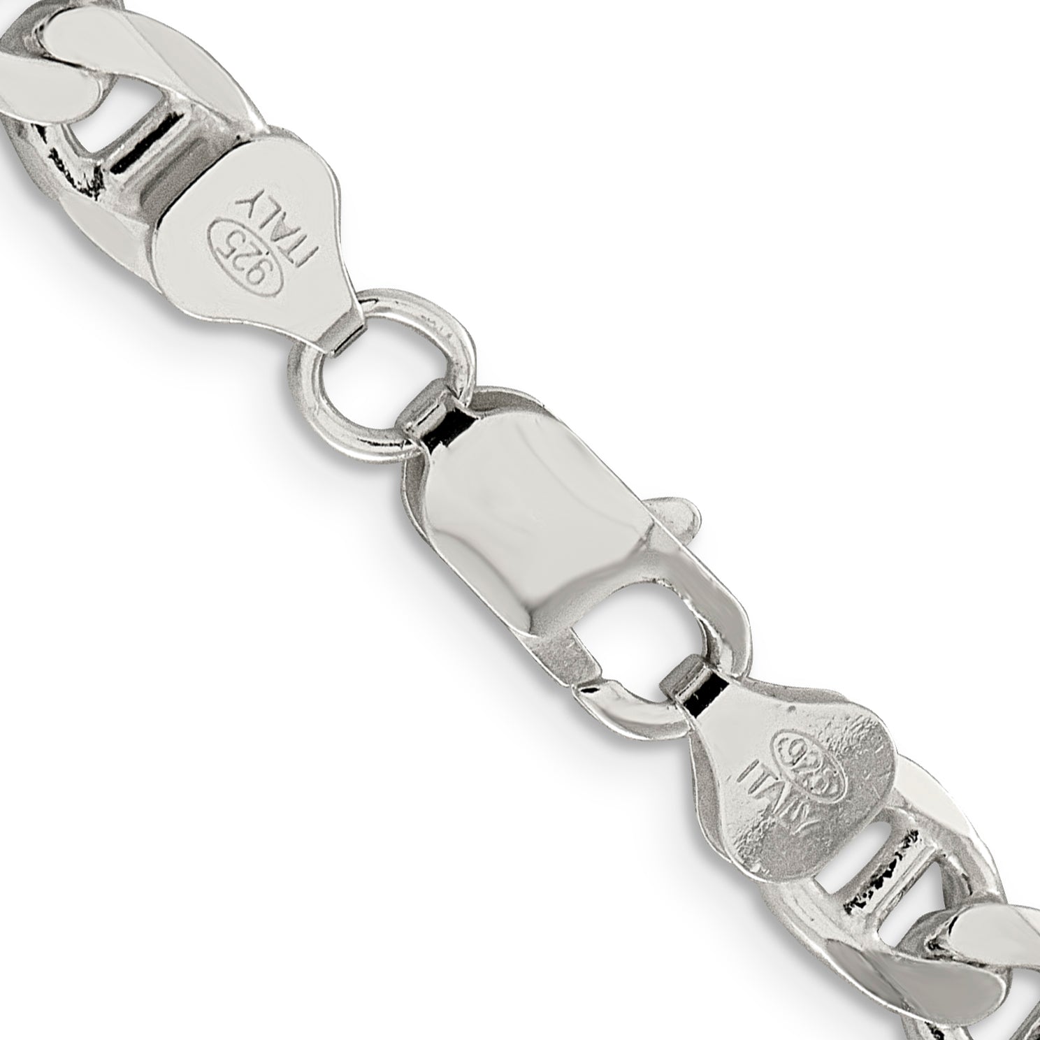 Sterling Silver 7.4mm D/C Flat Anchor Curb Chain