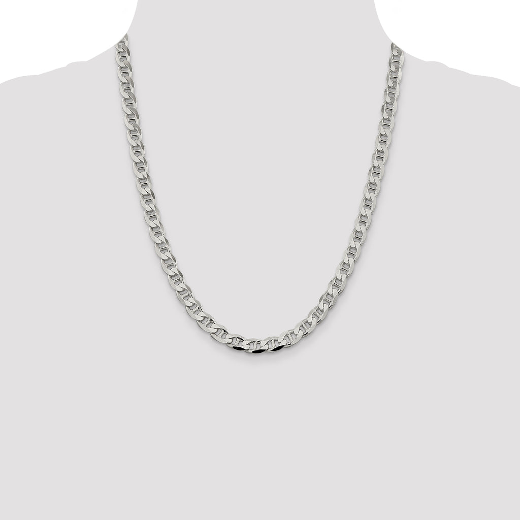 Sterling Silver 7.4mm D/C Flat Anchor Curb Chain