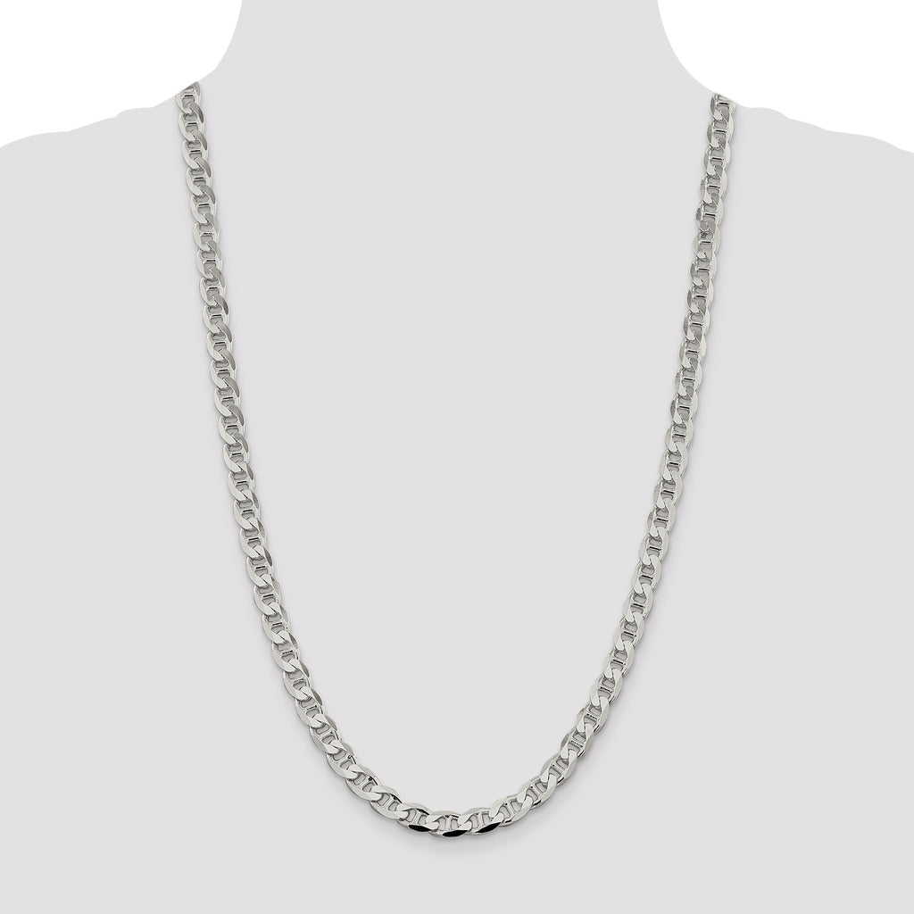Sterling Silver 7.4mm D/C Flat Anchor Curb Chain