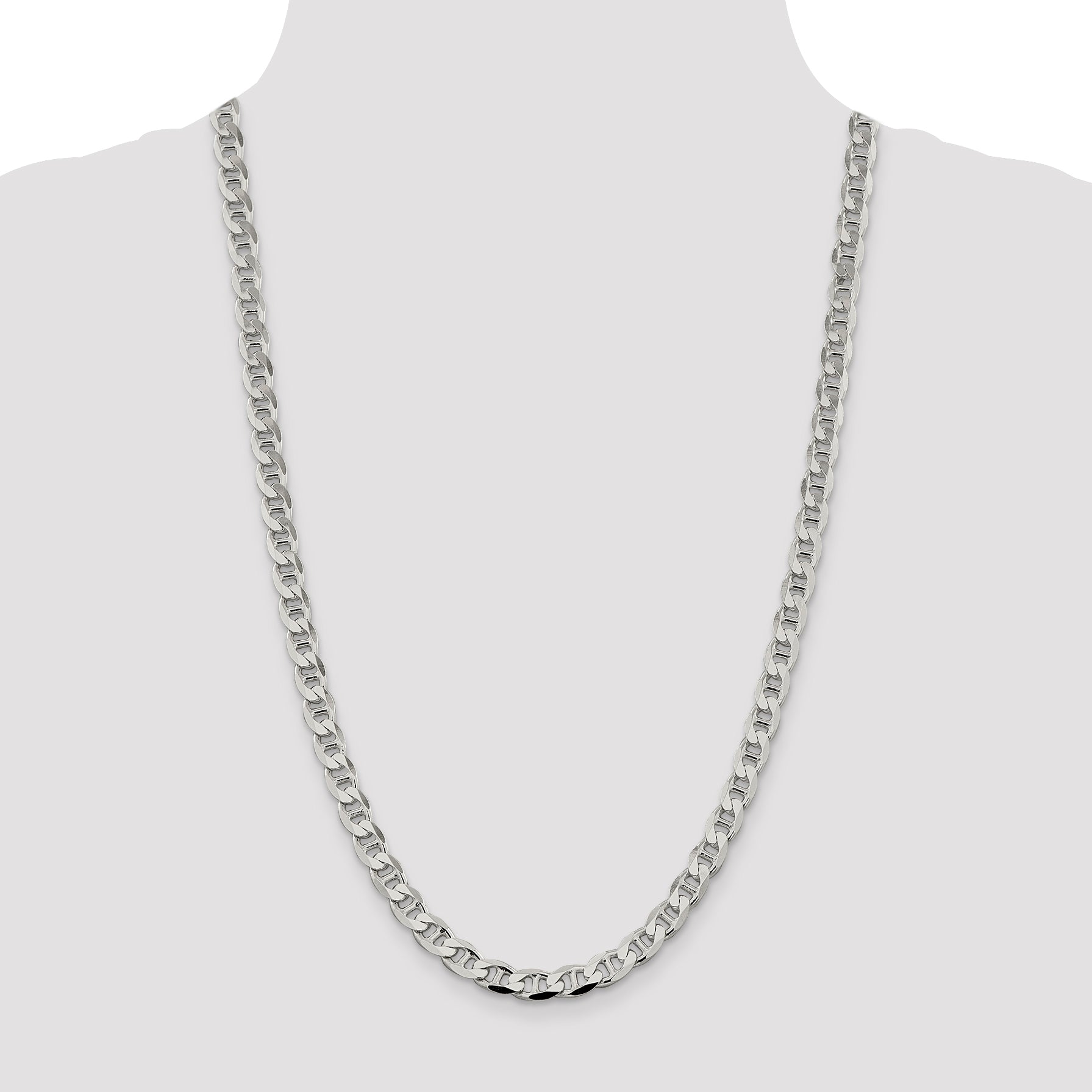 Sterling Silver 7.4mm D/C Flat Anchor Curb Chain