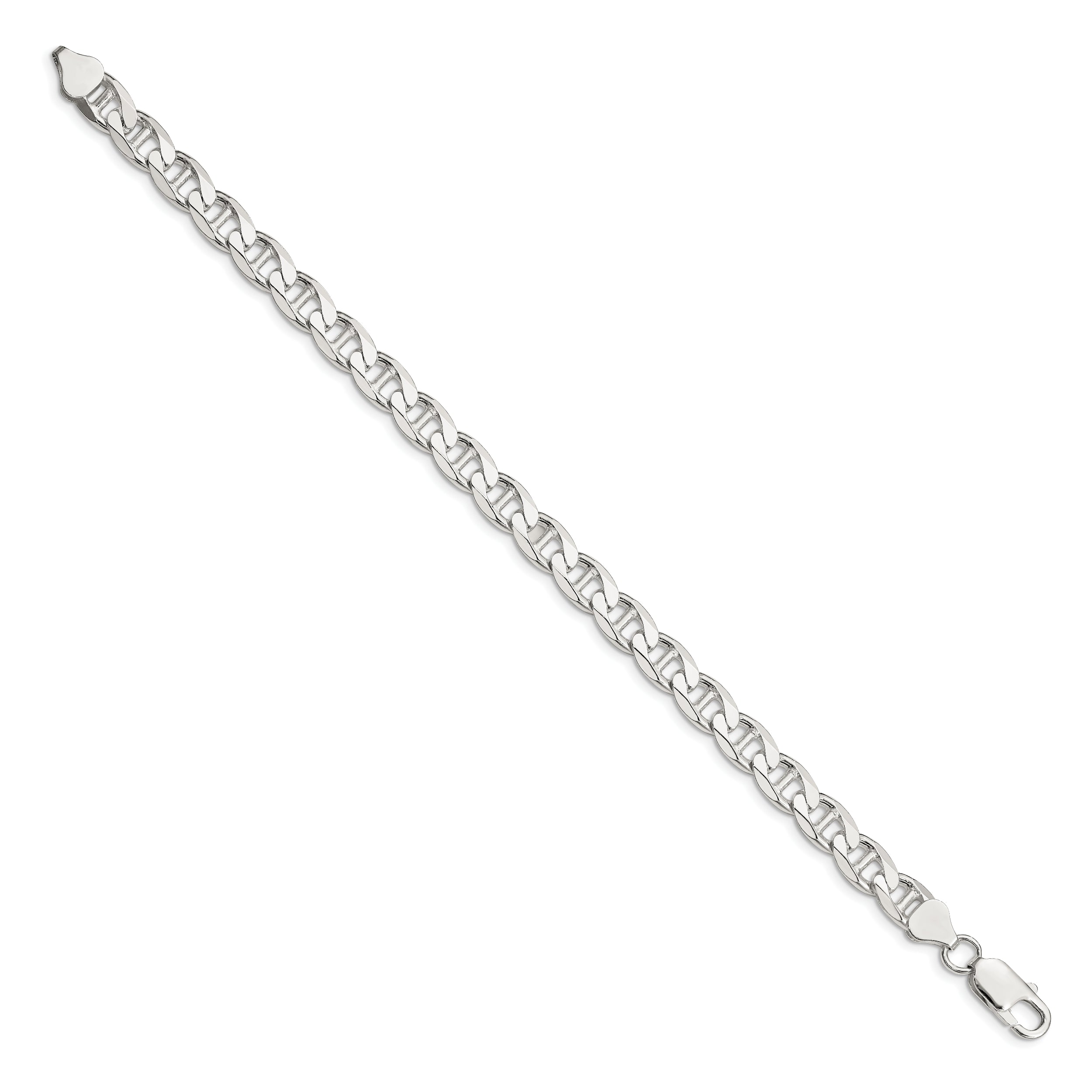 Sterling Silver 7.4mm D/C Flat Anchor Curb Chain