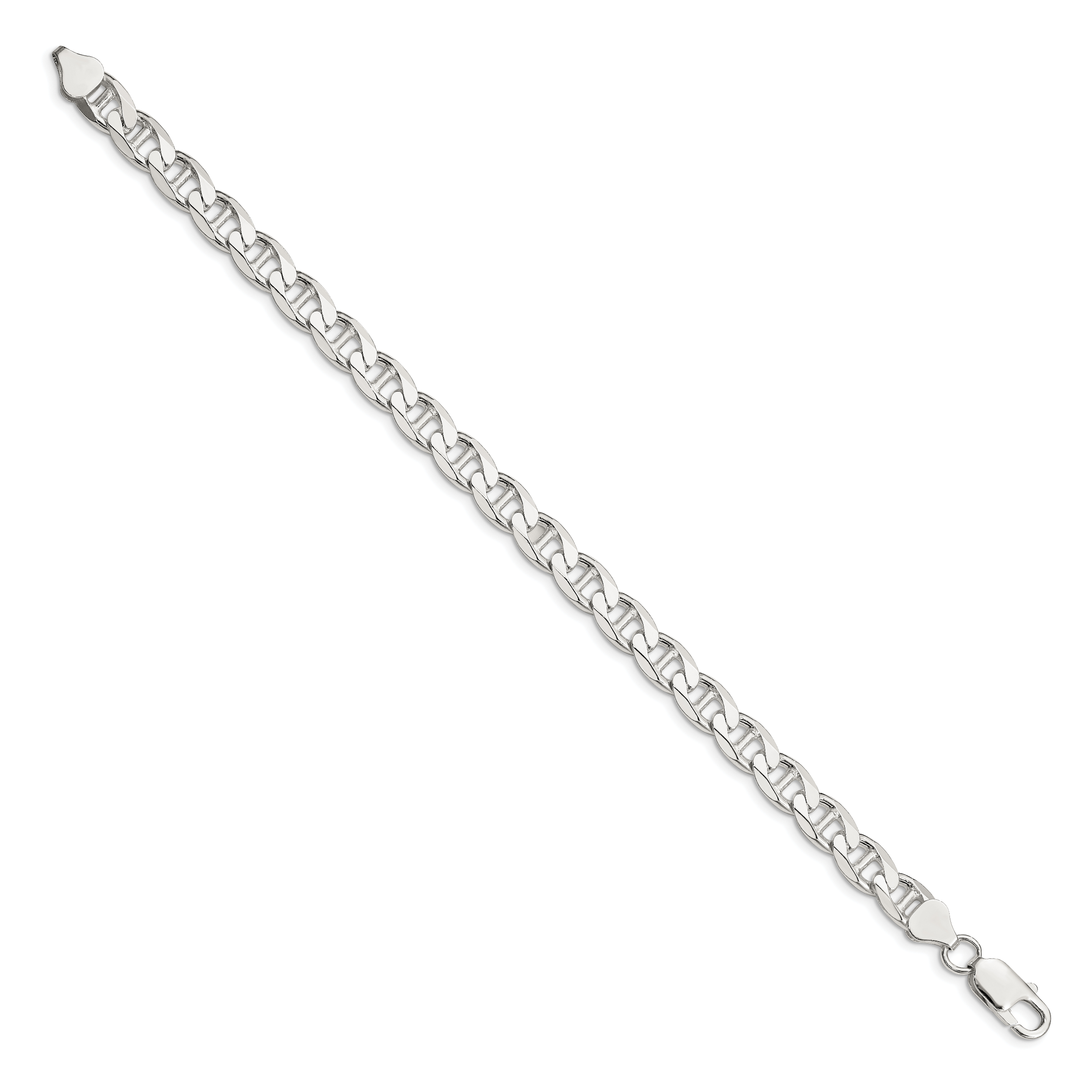 Diamond-Cut Flat Anchor Curb Chain in Sterling Silver, 7.4mm Secondary image