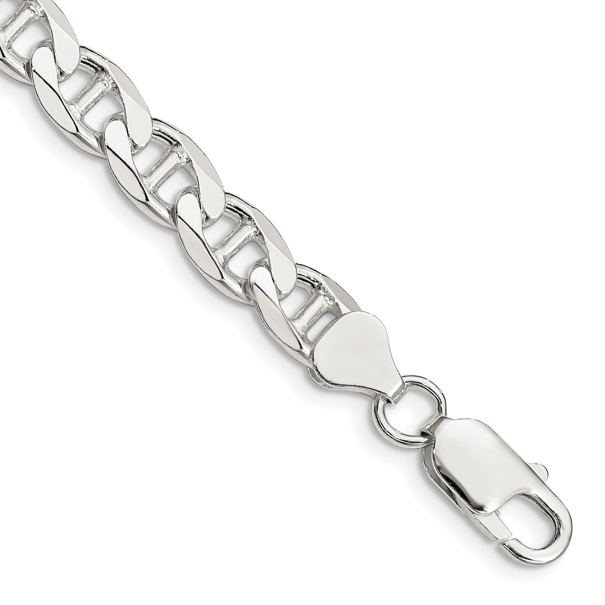 Sterling Silver 7.4mm D/C Flat Anchor Curb Chain