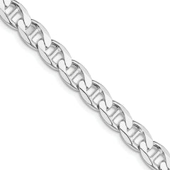 Sterling Silver Rhodium-plated 7.4mm D/C Flat Anchor Curb Chain