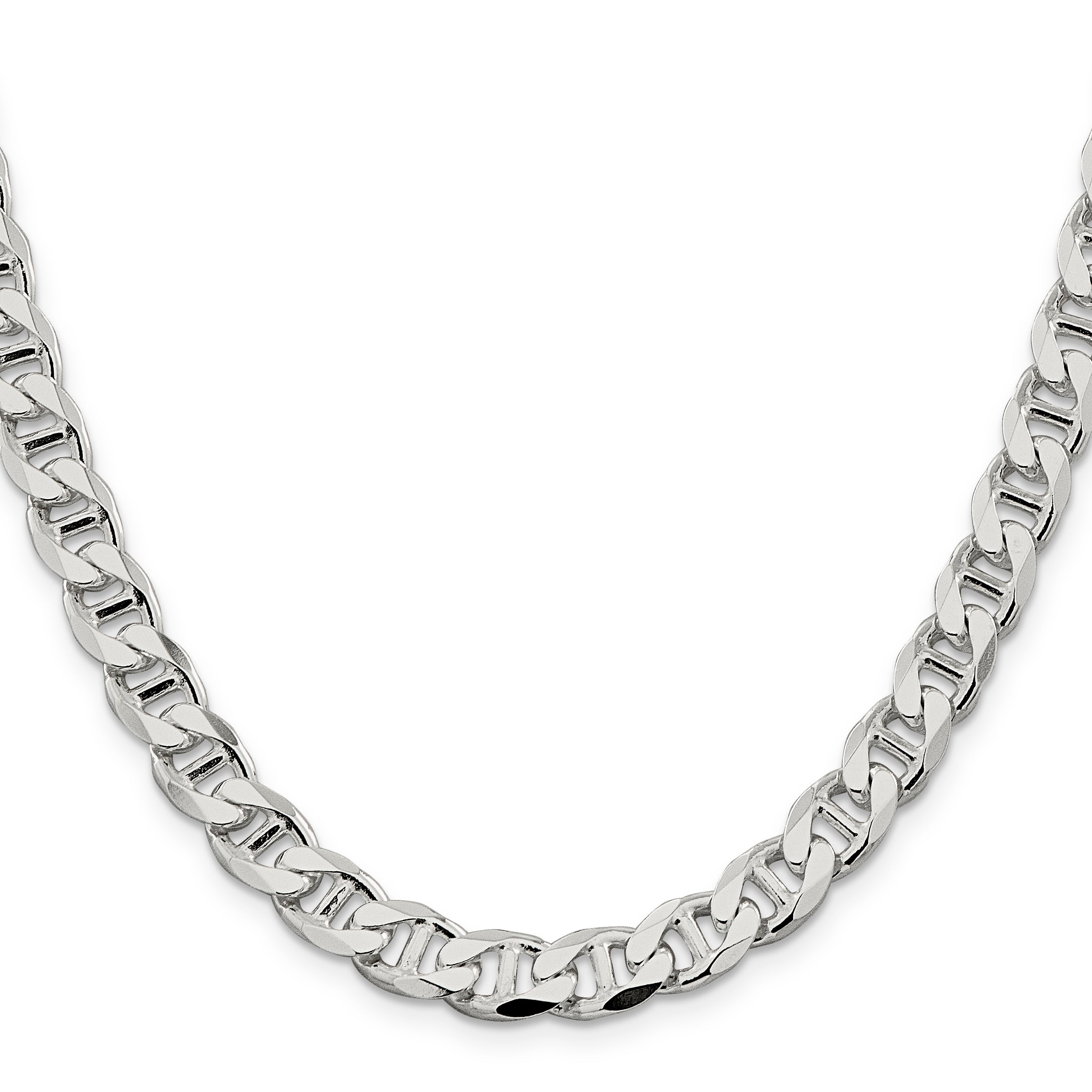 Sterling Silver 8.25mm D/C Flat Anchor Curb Chain