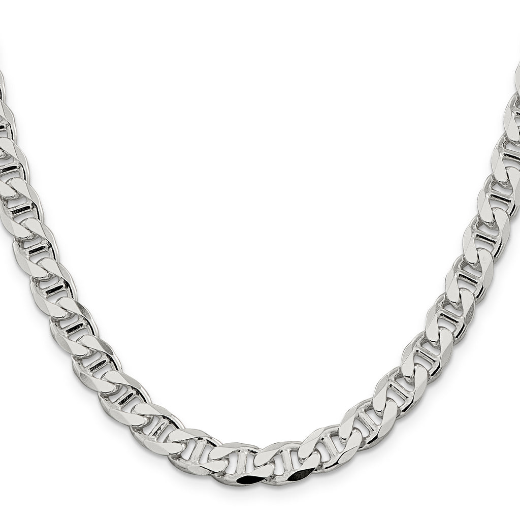Sterling Silver 8.25mm D/C Flat Anchor Curb Chain