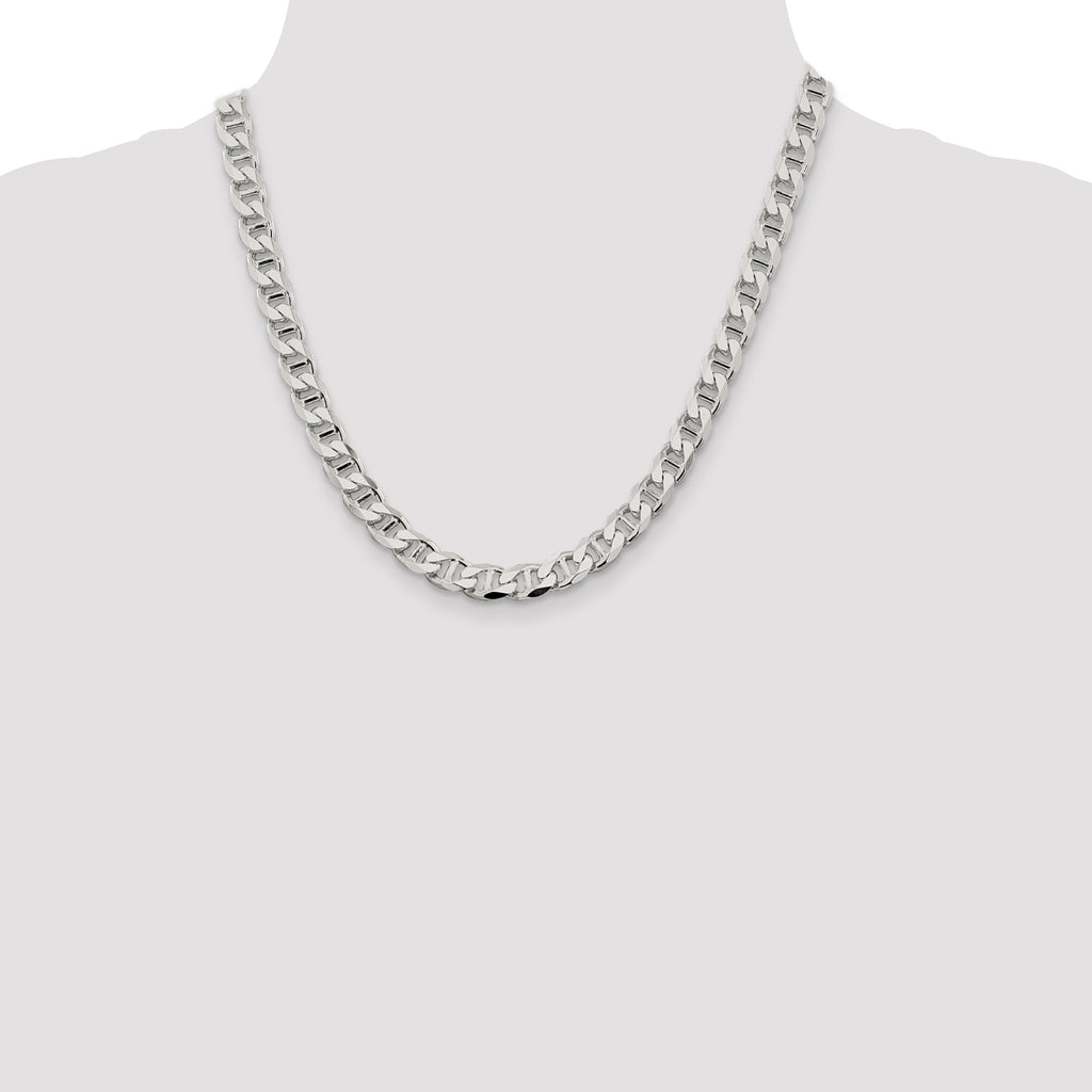 Sterling Silver 8.25mm D/C Flat Anchor Curb Chain