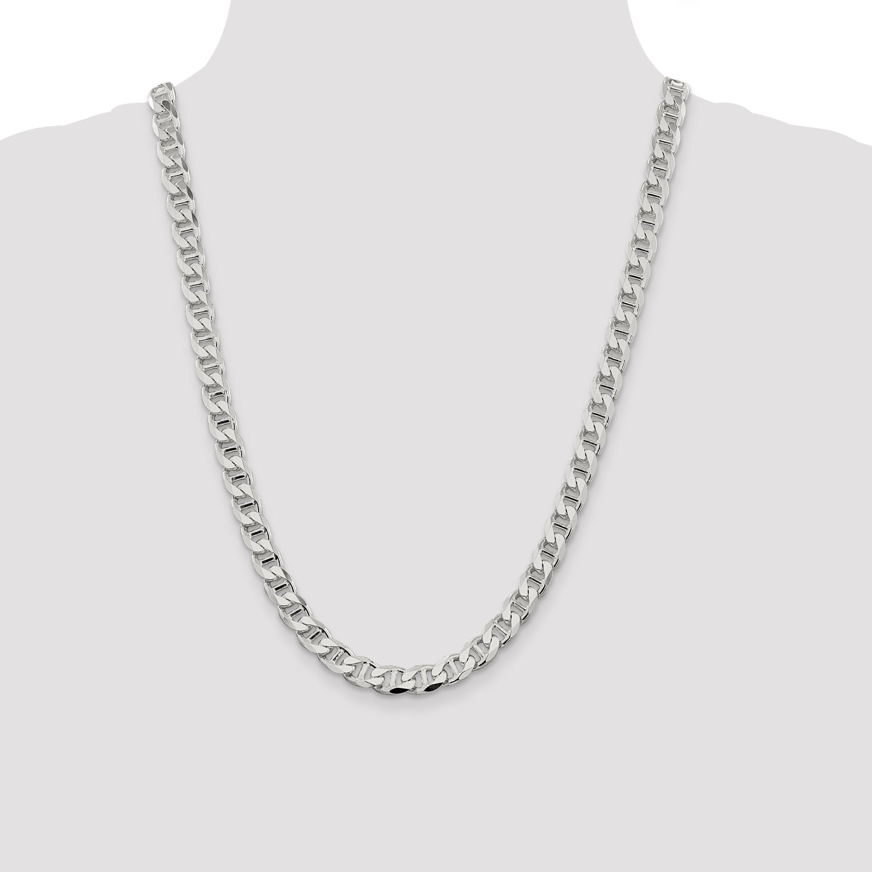 Sterling Silver 8.25mm D/C Flat Anchor Curb Chain