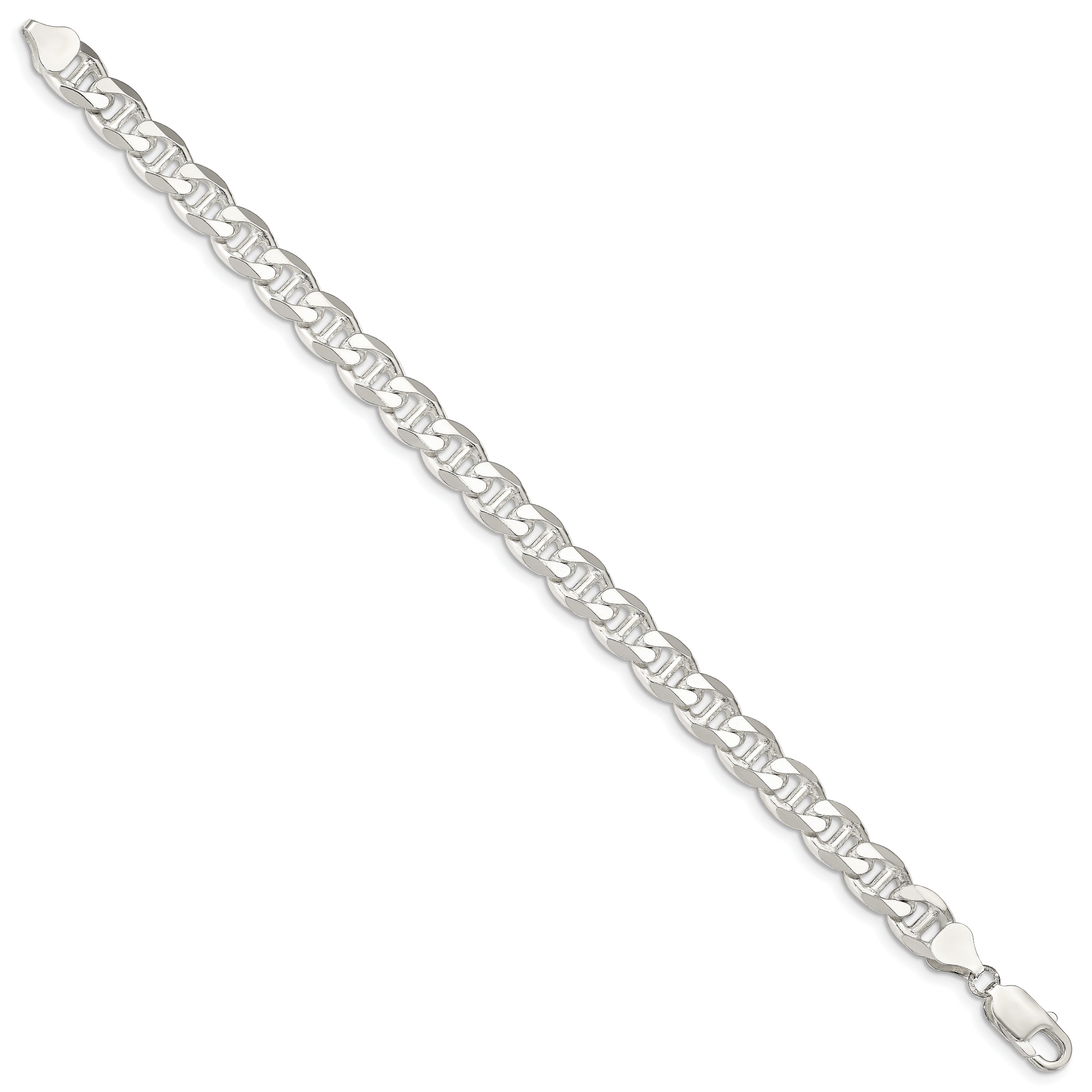Sterling Silver 8.25mm D/C Flat Anchor Curb Chain
