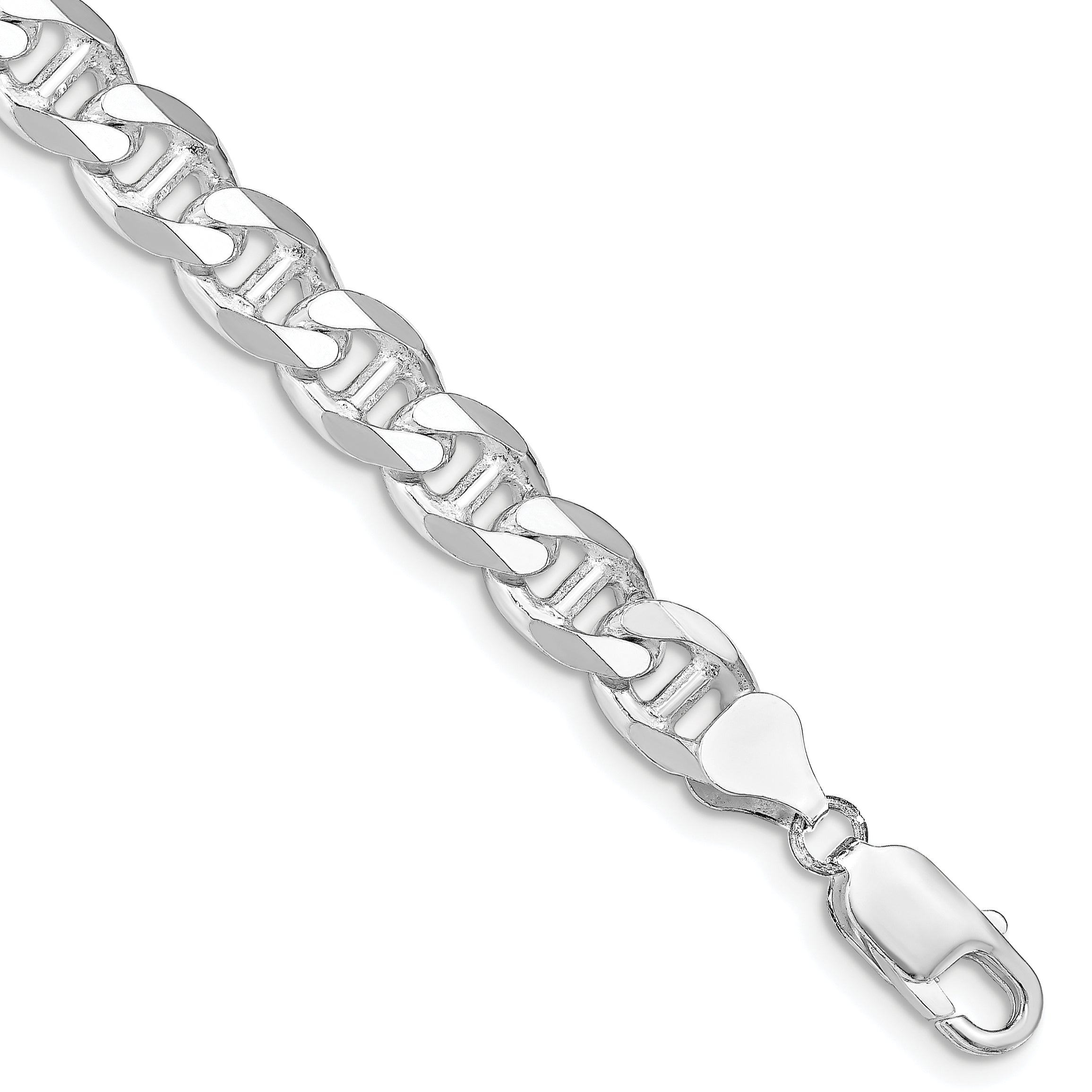 Sterling Silver Rhodium-plated 8.25mm D/C Flat Anchor Curb Chain Main image