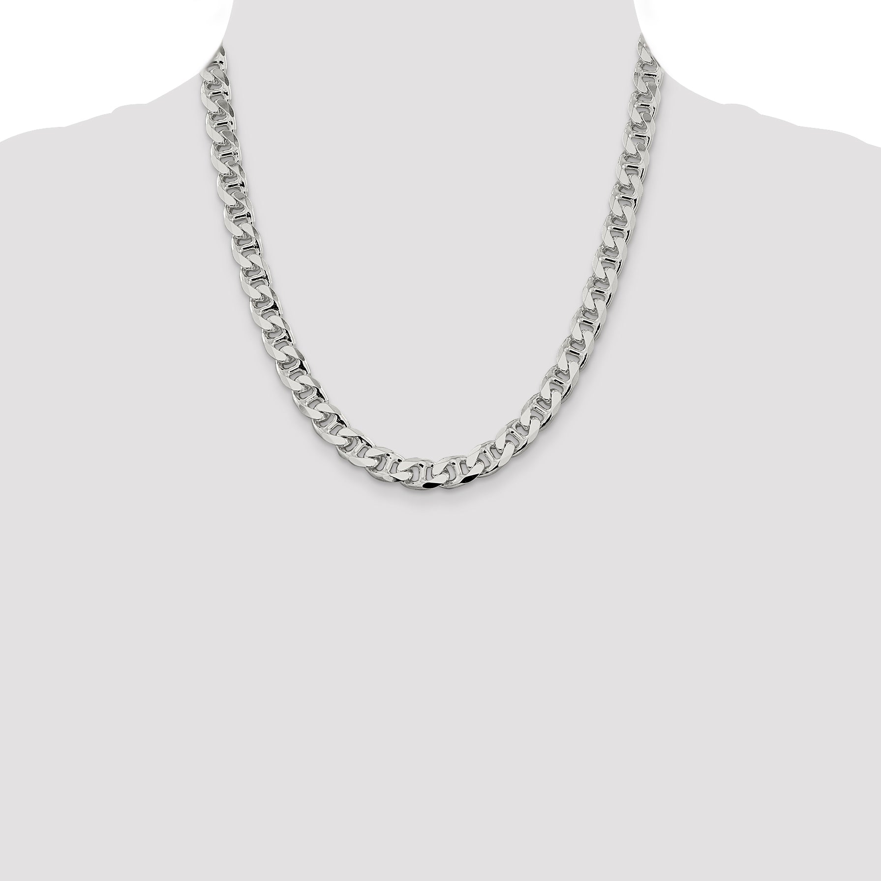 Sterling Silver 9mm D/C Flat Anchor Curb Chain