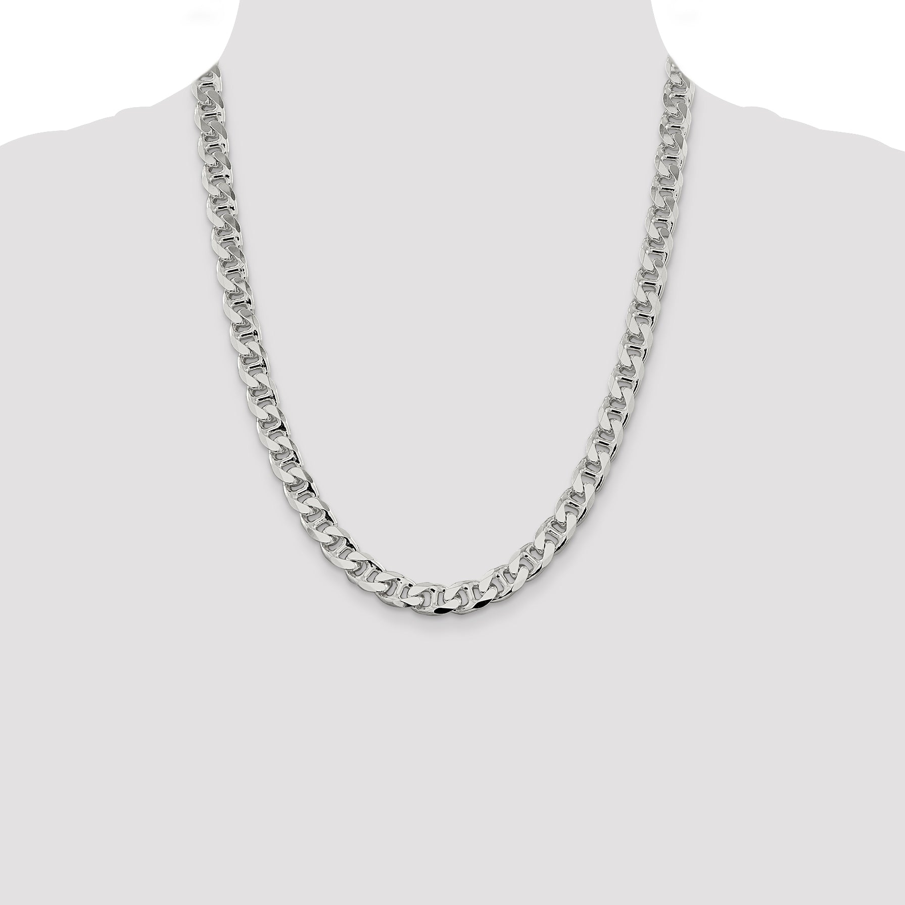 Sterling Silver 9mm D/C Flat Anchor Curb Chain