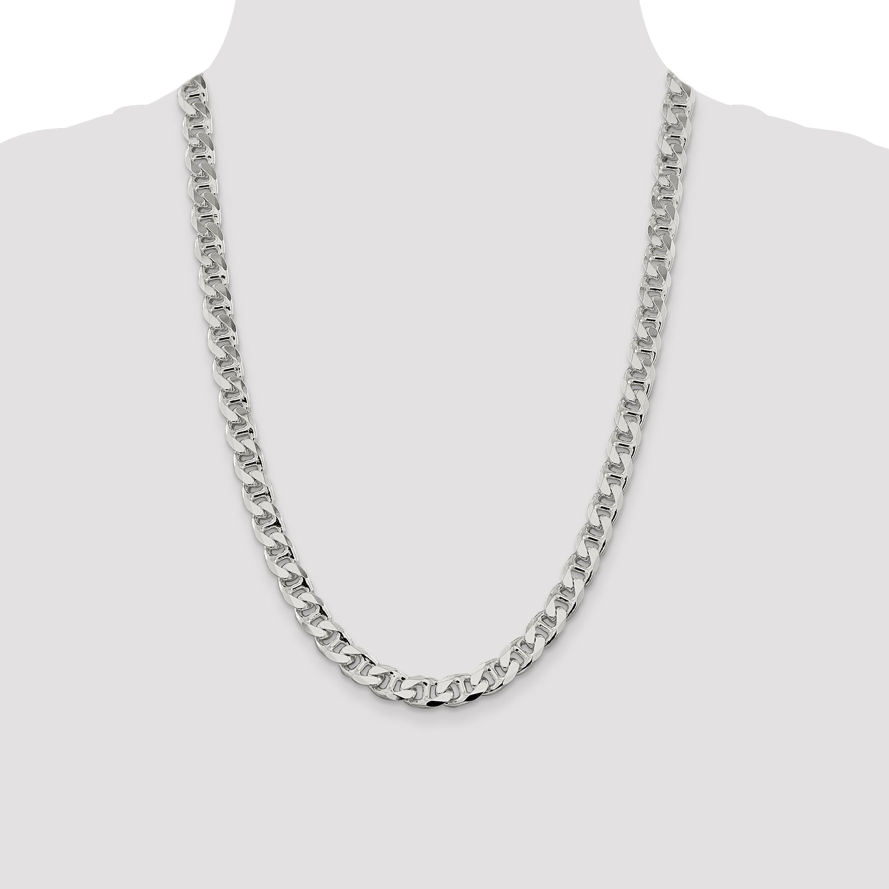 Sterling Silver 9mm D/C Flat Anchor Curb Chain