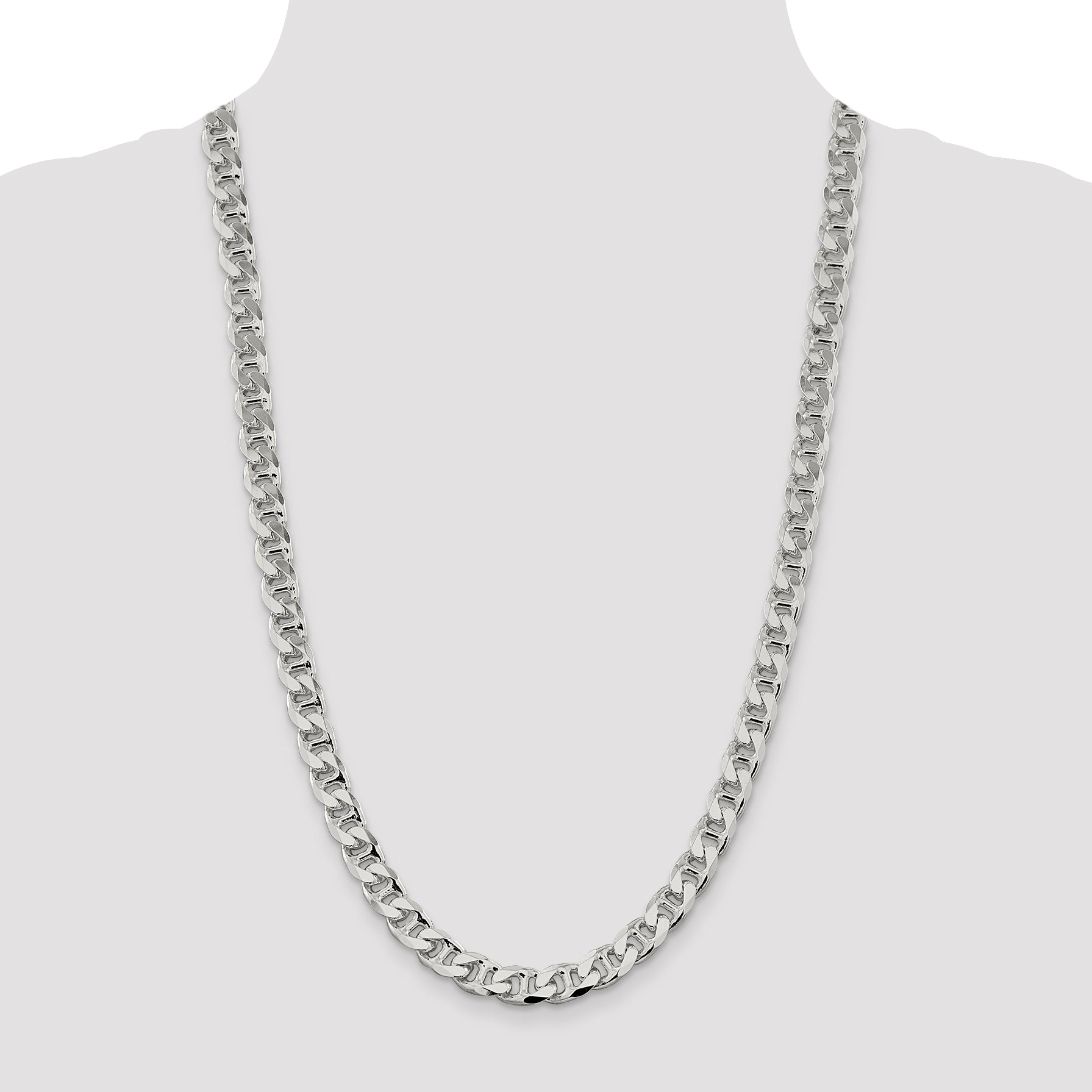 Sterling Silver 9mm D/C Flat Anchor Curb Chain