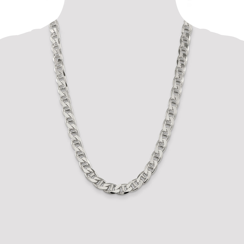 Sterling Silver 10.8mm D/C Flat Anchor Curb Chain
