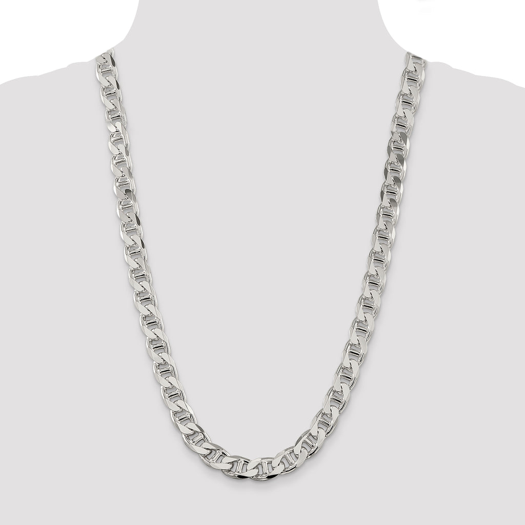 Sterling Silver 10.8mm D/C Flat Anchor Curb Chain