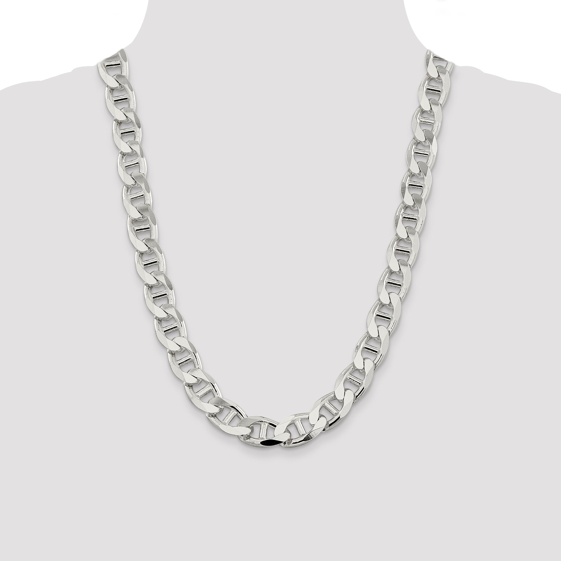 Sterling Silver 13.5mm D/C Flat Anchor Curb Chain