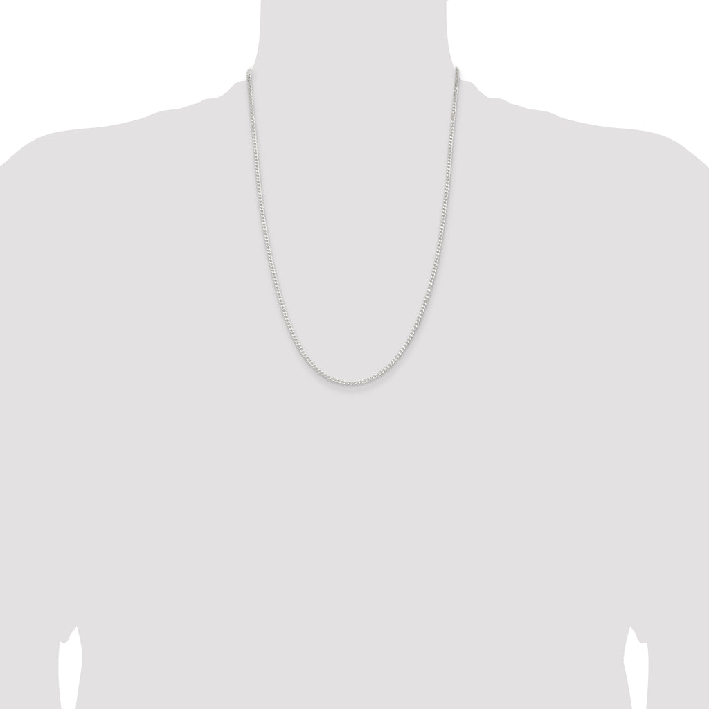 Sterling Silver 2.3mm Beveled Curb Chain