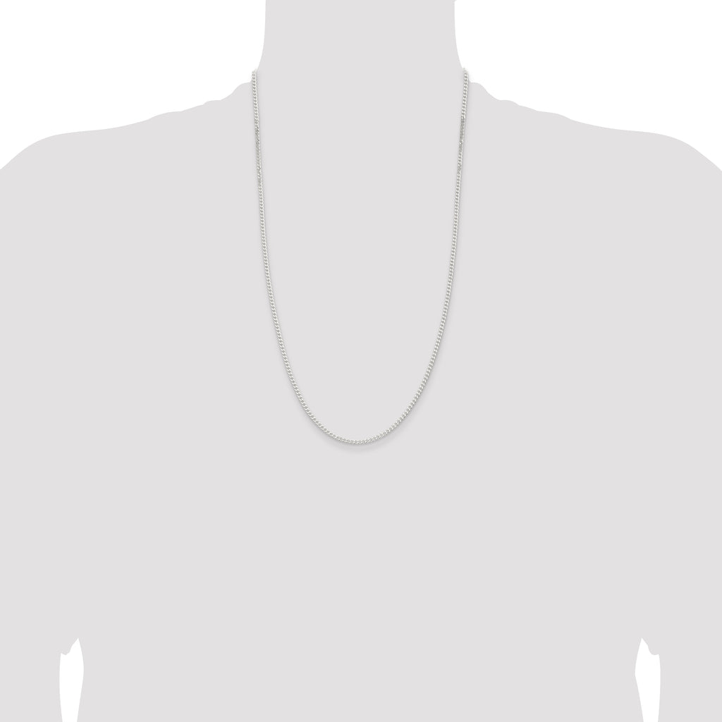 Sterling Silver 2.3mm Beveled Curb Chain