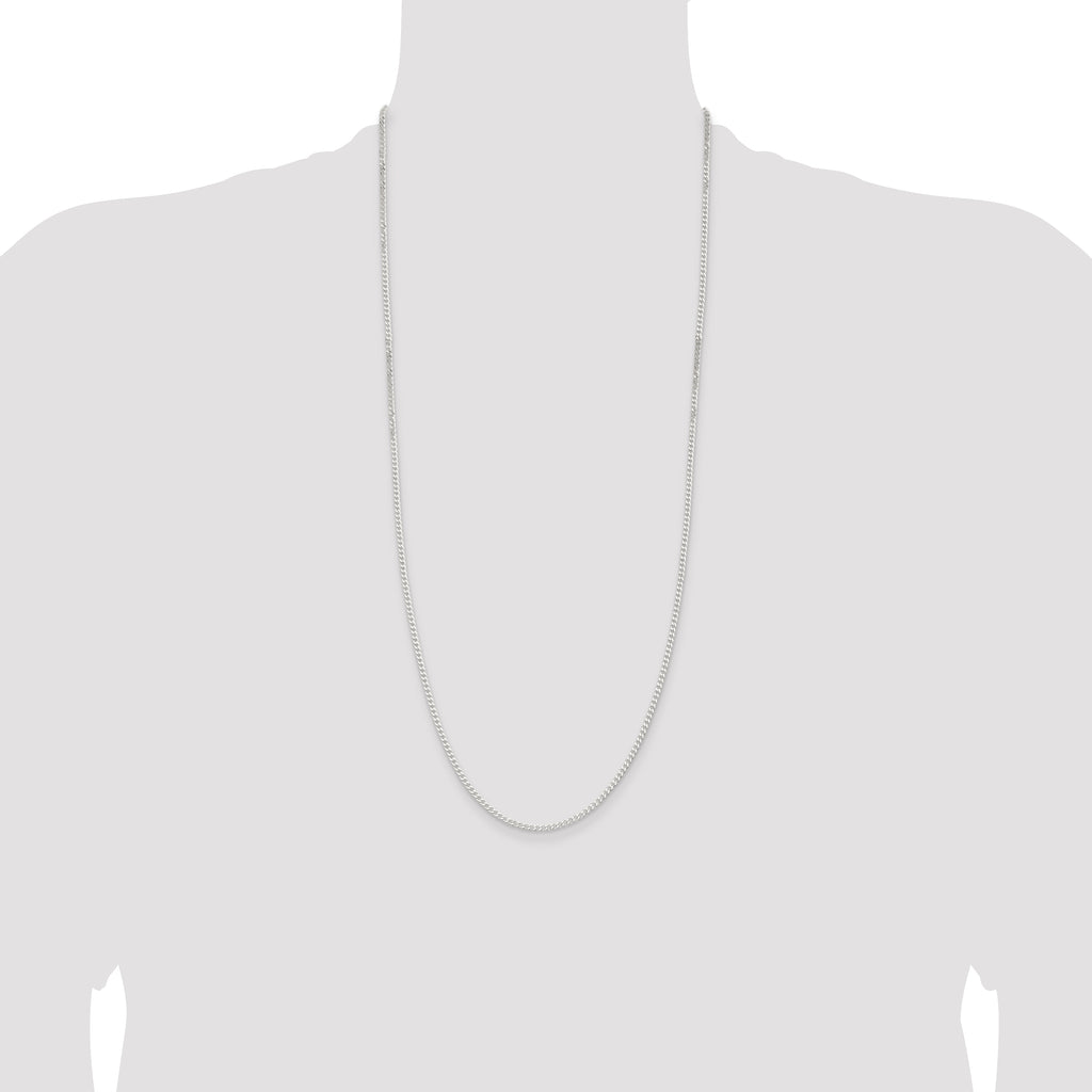 Sterling Silver 2.3mm Beveled Curb Chain