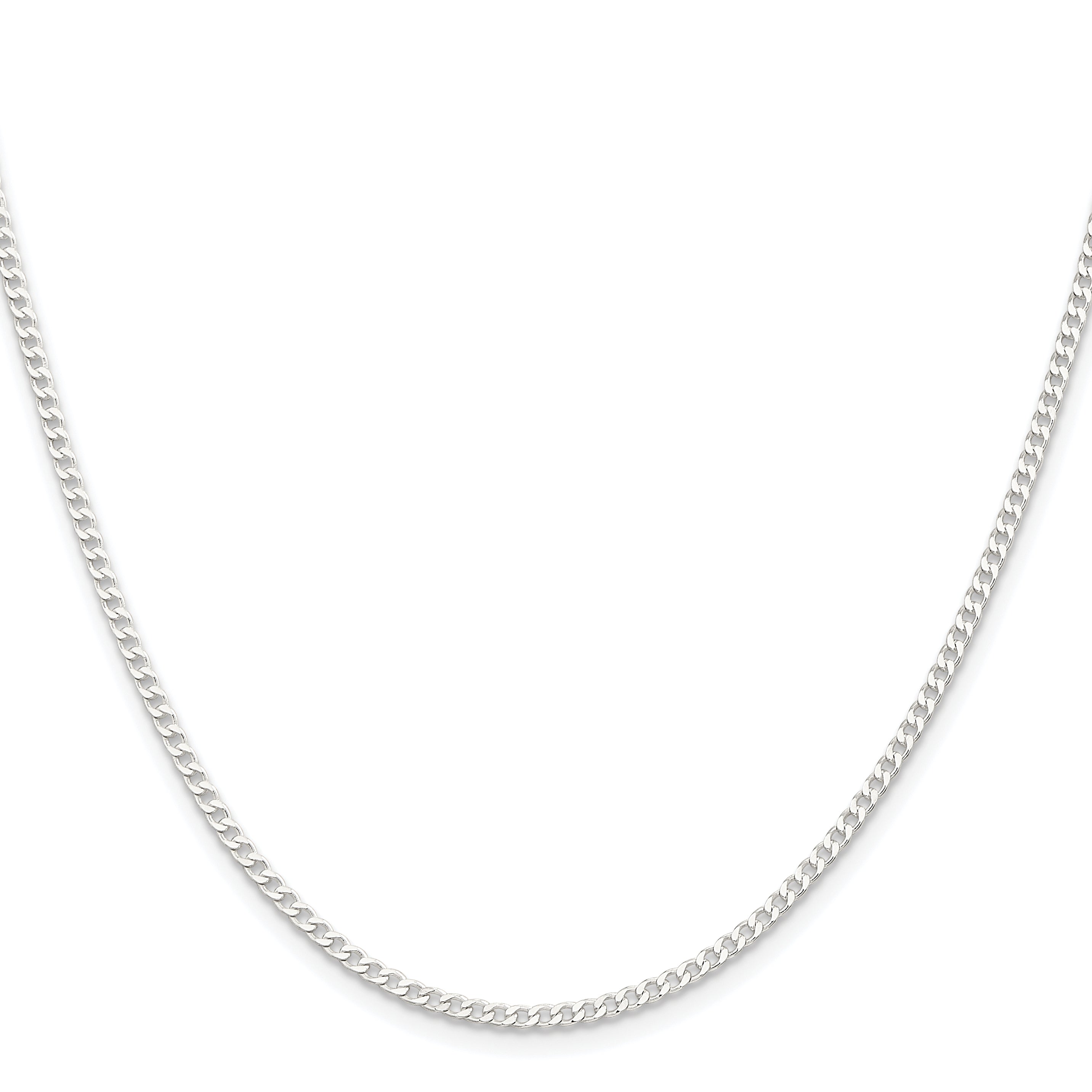 Sterling Silver Rhodium-plated 2.3mm Beveled Curb Chain