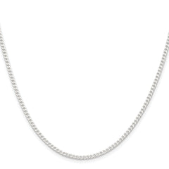 Sterling Silver Rhodium-plated 2.3mm Beveled Curb Chain