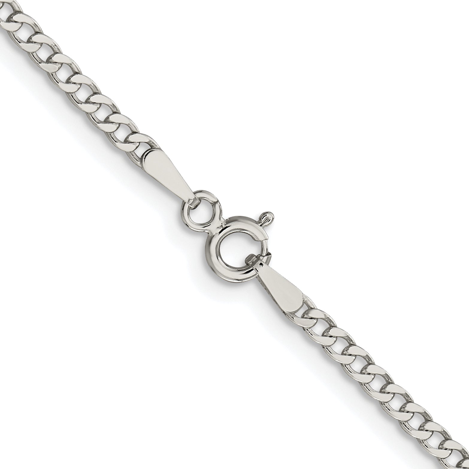 Sterling Silver Rhodium-plated 2.3mm Beveled Curb Chain