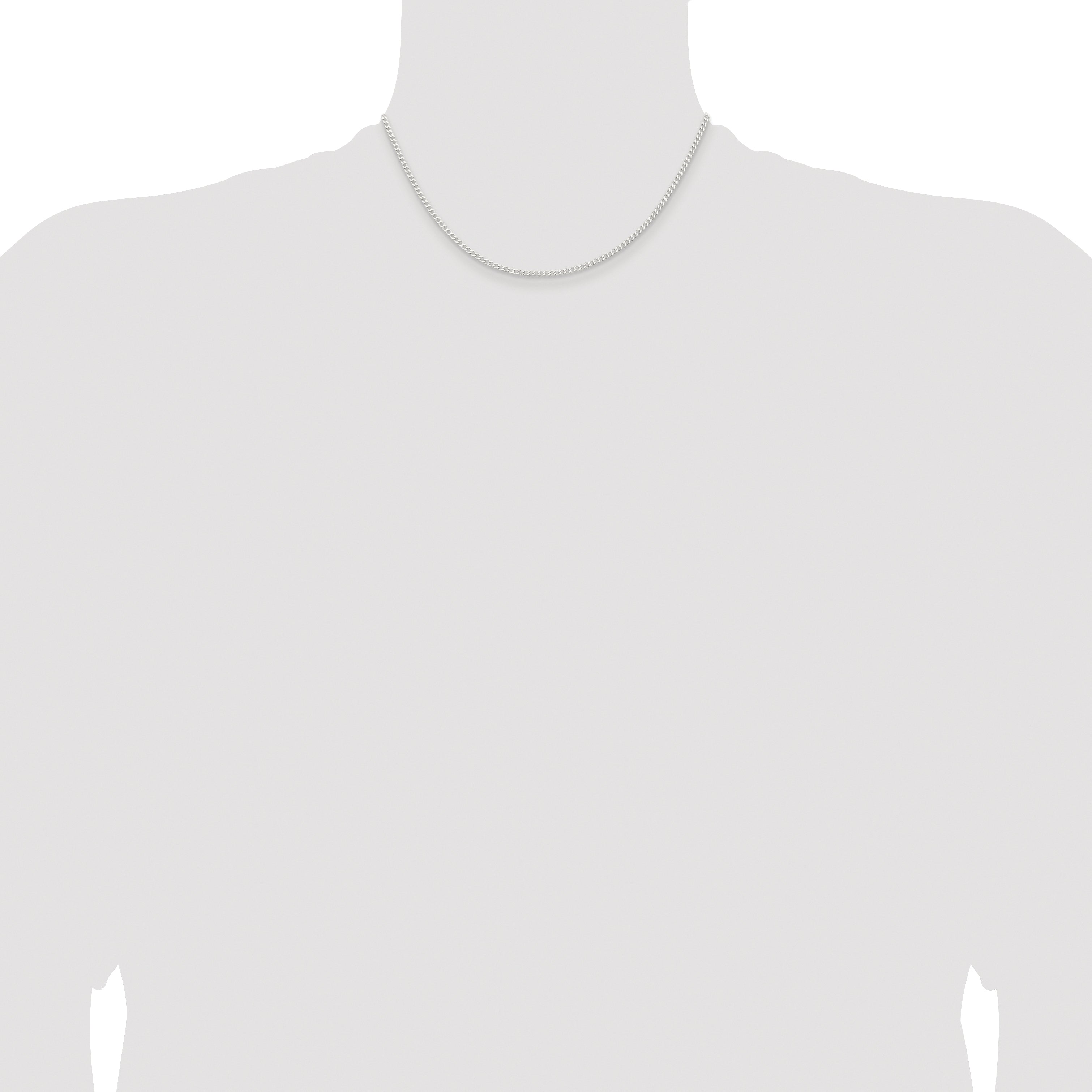 Sterling Silver Rhodium-plated 2.3mm Beveled Curb Chain