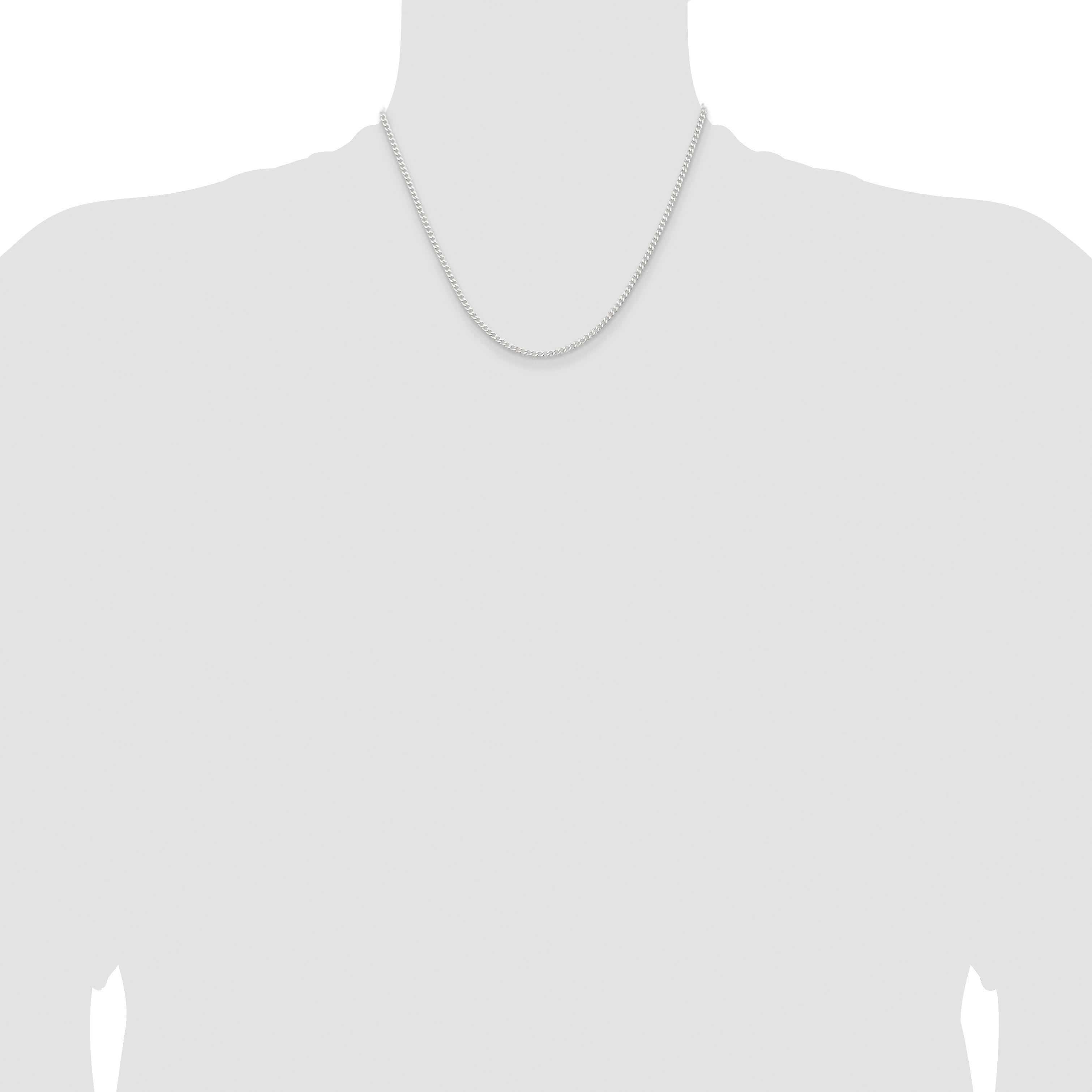 Sterling Silver Rhodium-plated 2.3mm Beveled Curb Chain