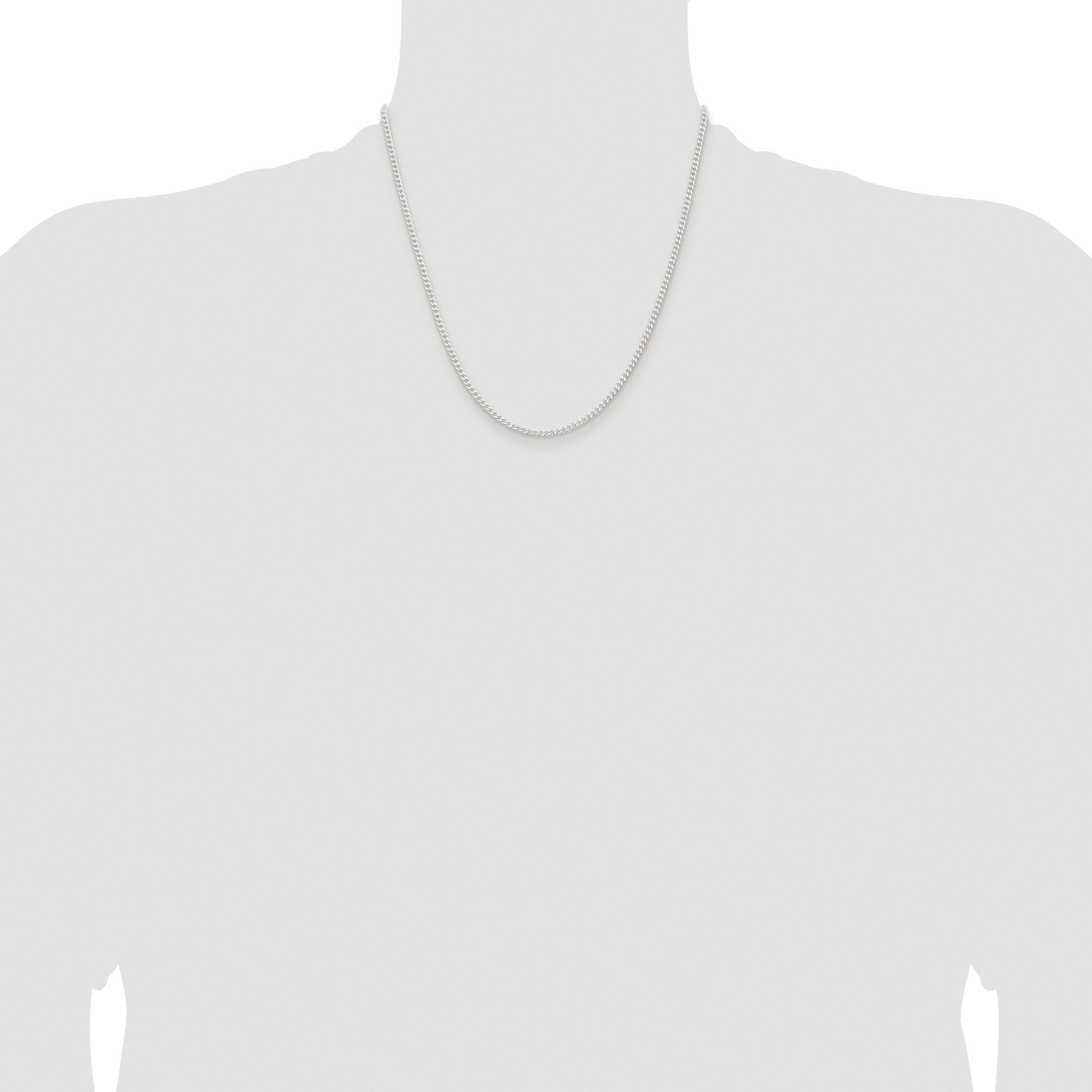 Sterling Silver Rhodium-plated 2.3mm Beveled Curb Chain