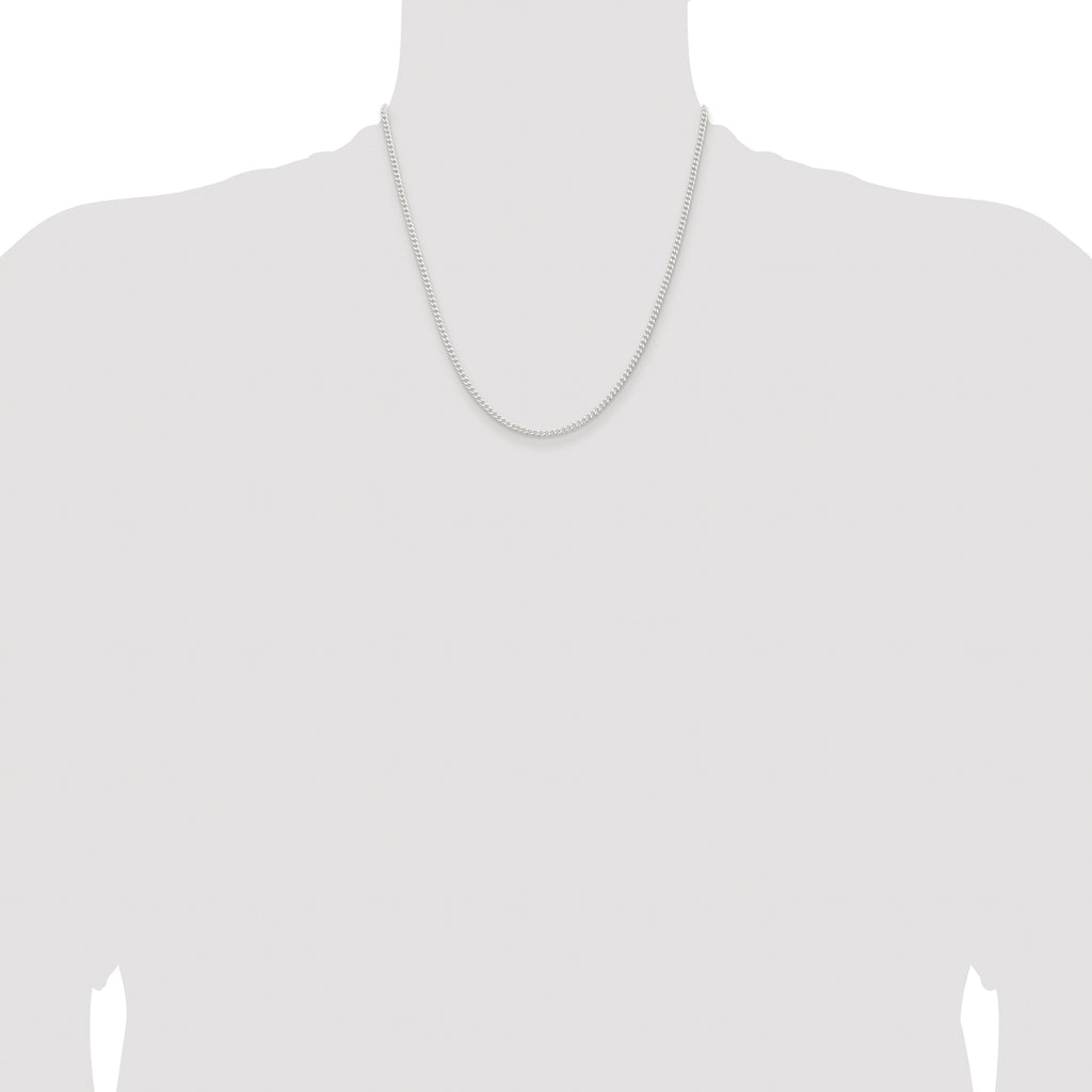 Sterling Silver Rhodium-plated 2.3mm Beveled Curb Chain