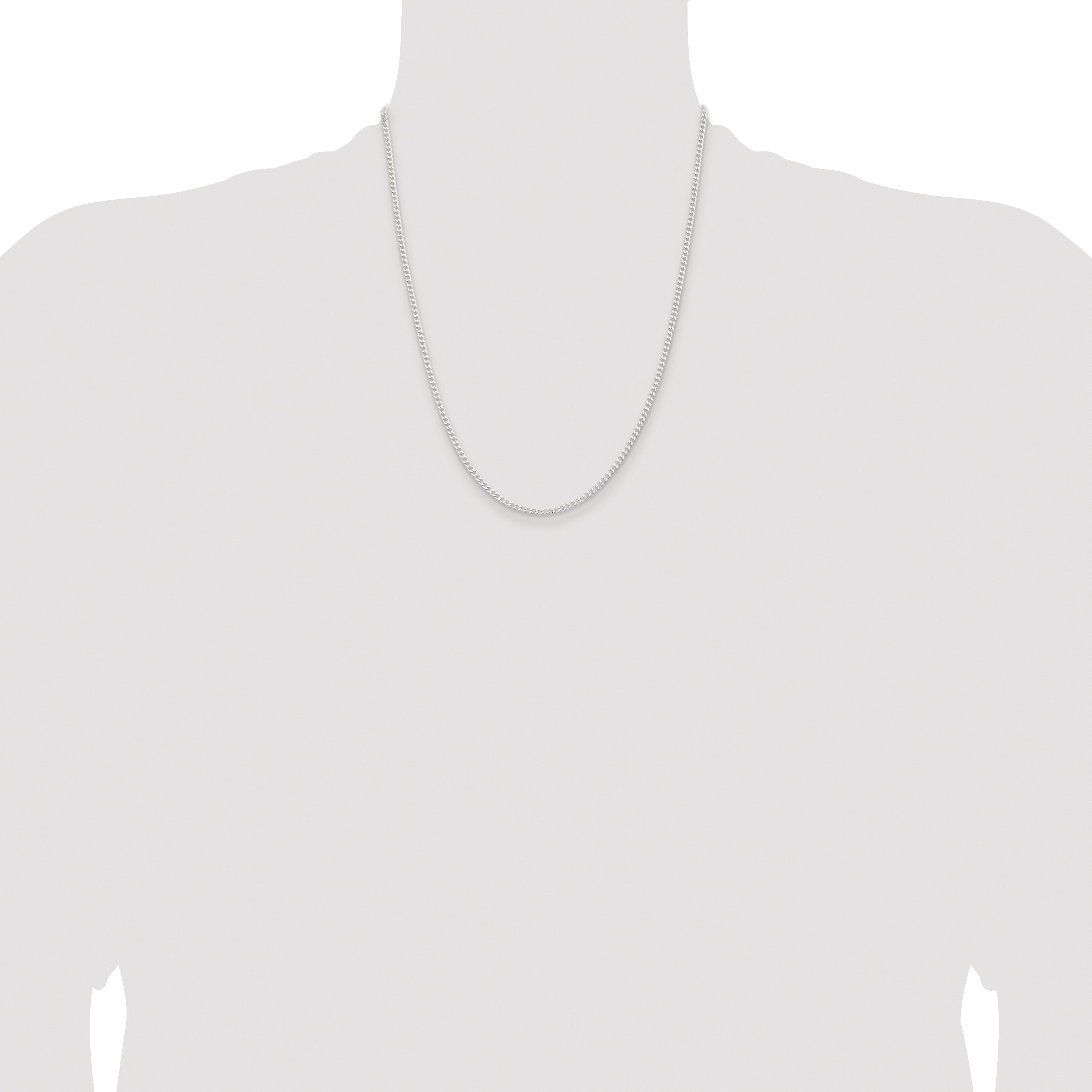 Sterling Silver Rhodium-plated 2.3mm Beveled Curb Chain